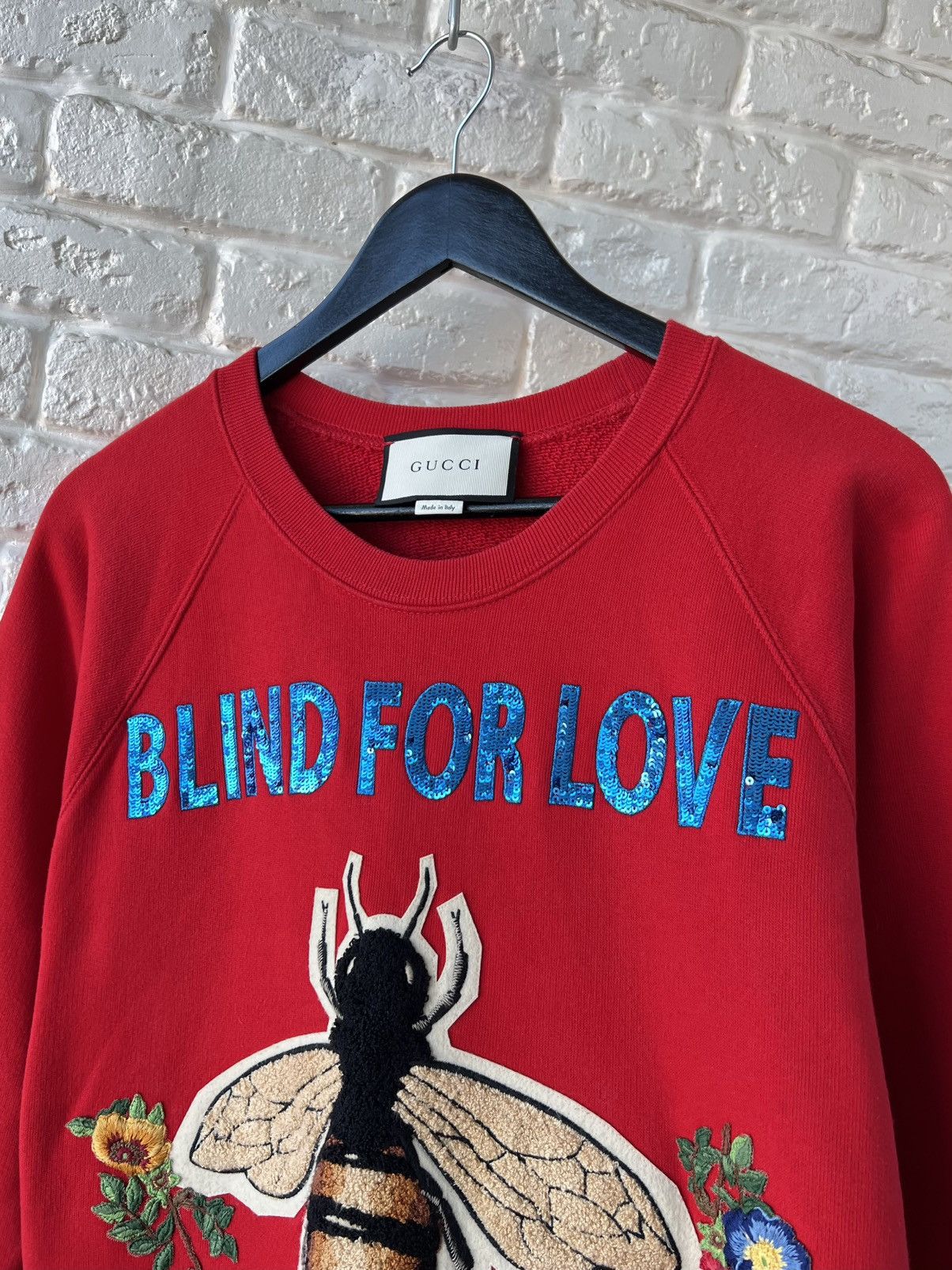 Gucci Gucci Red Blind For Love Bee Logo Sweatshirt Size XXS / US 00 / IT 34 - 3 Thumbnail