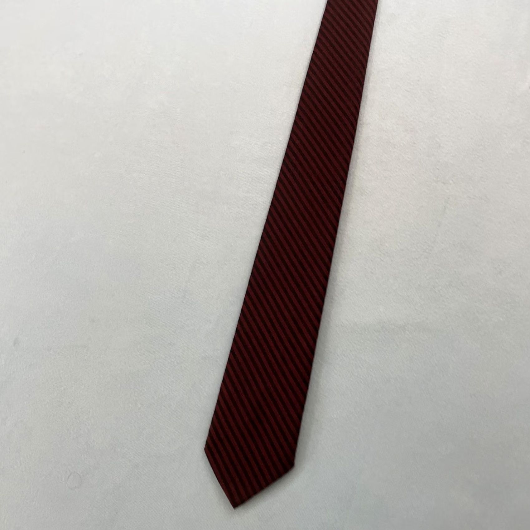 MCM vtg 60s Wool Dacron NeckTie Slim 2" Red Black Stripe MCM Capsule Tie 2x57 Capsule Slim Necktie Mens Tie Size ONE SIZE - 3 Thumbnail