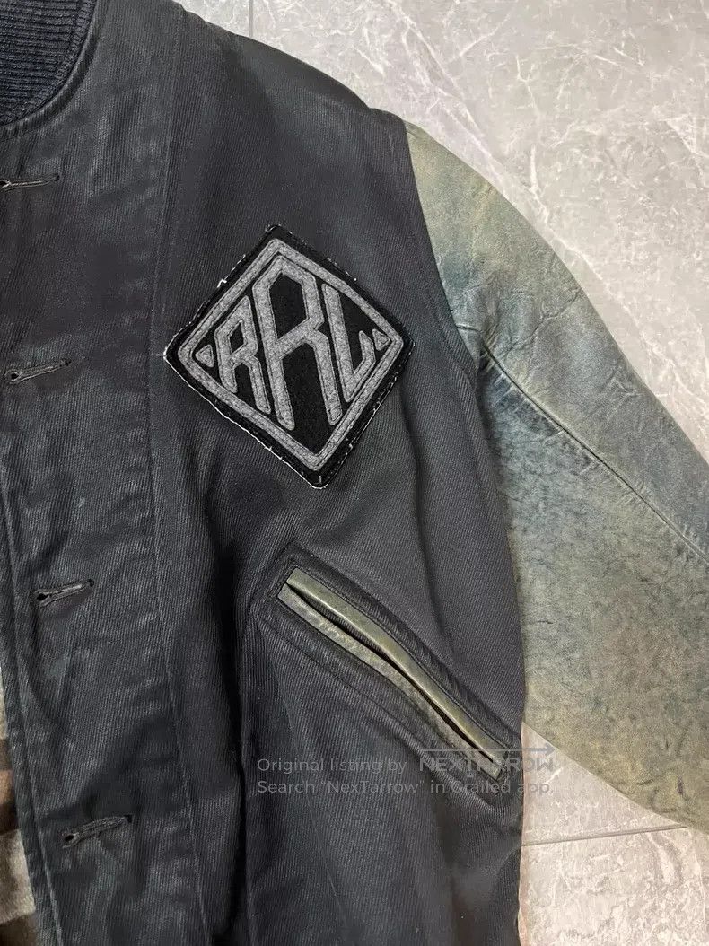 RRL Ralph Lauren RRL Ralph Lauren Blue dyed leather sleeves old baseball je Size US M / EU 48-50 / 2 - 3 Thumbnail