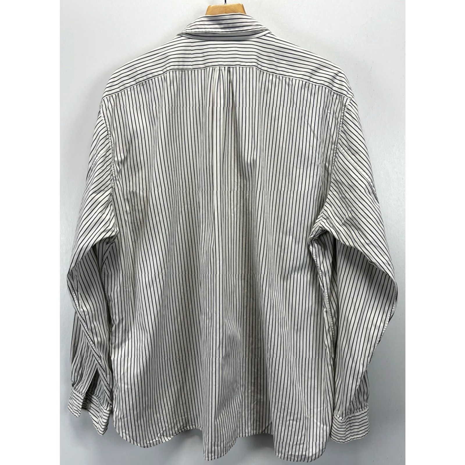 Polo Ralph Lauren VINTAGE Polo Ralph Lauren Shirt 2XL Striped Button-Up Long Sleeve Men White Black Monogram 90s Classic 54in Chest Size US XXL / EU 58 / 5 - 2 Thumbnail