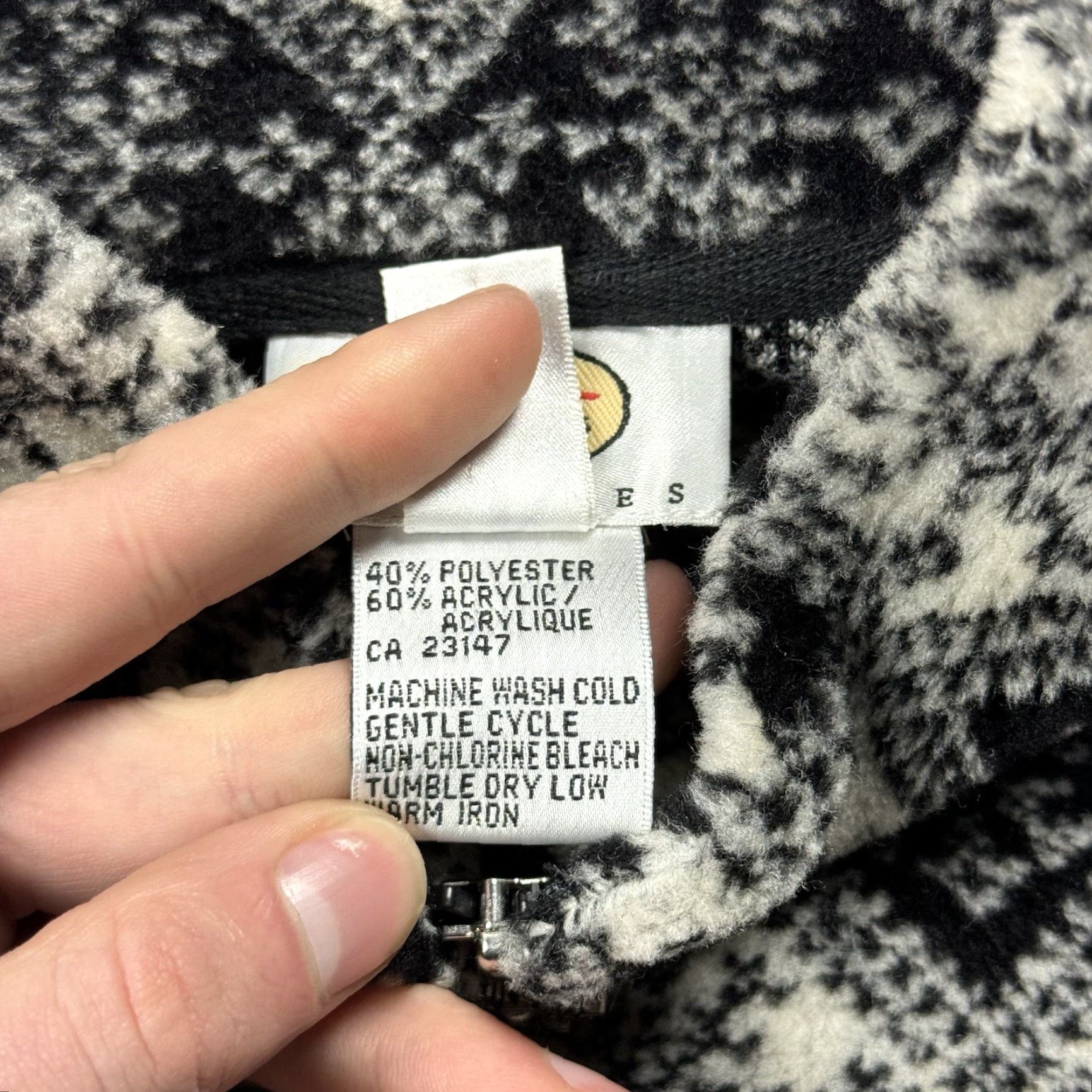 Talbots VTG Talbots USA Made Fair Isle Icelandic Snowflake Full Zip Fleece Mock Neck M Women Black Knit Pullover Size M / US 6-8 / IT 42-44 - 4 Thumbnail