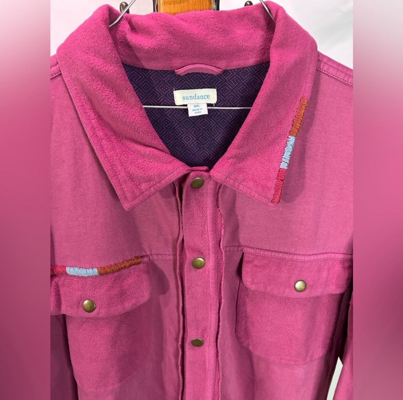 Other Sundance Pink Cotton Fleece Shirt Jacket Artsy Size XXL Size US XXL / EU 58 / 5 - 3 Thumbnail