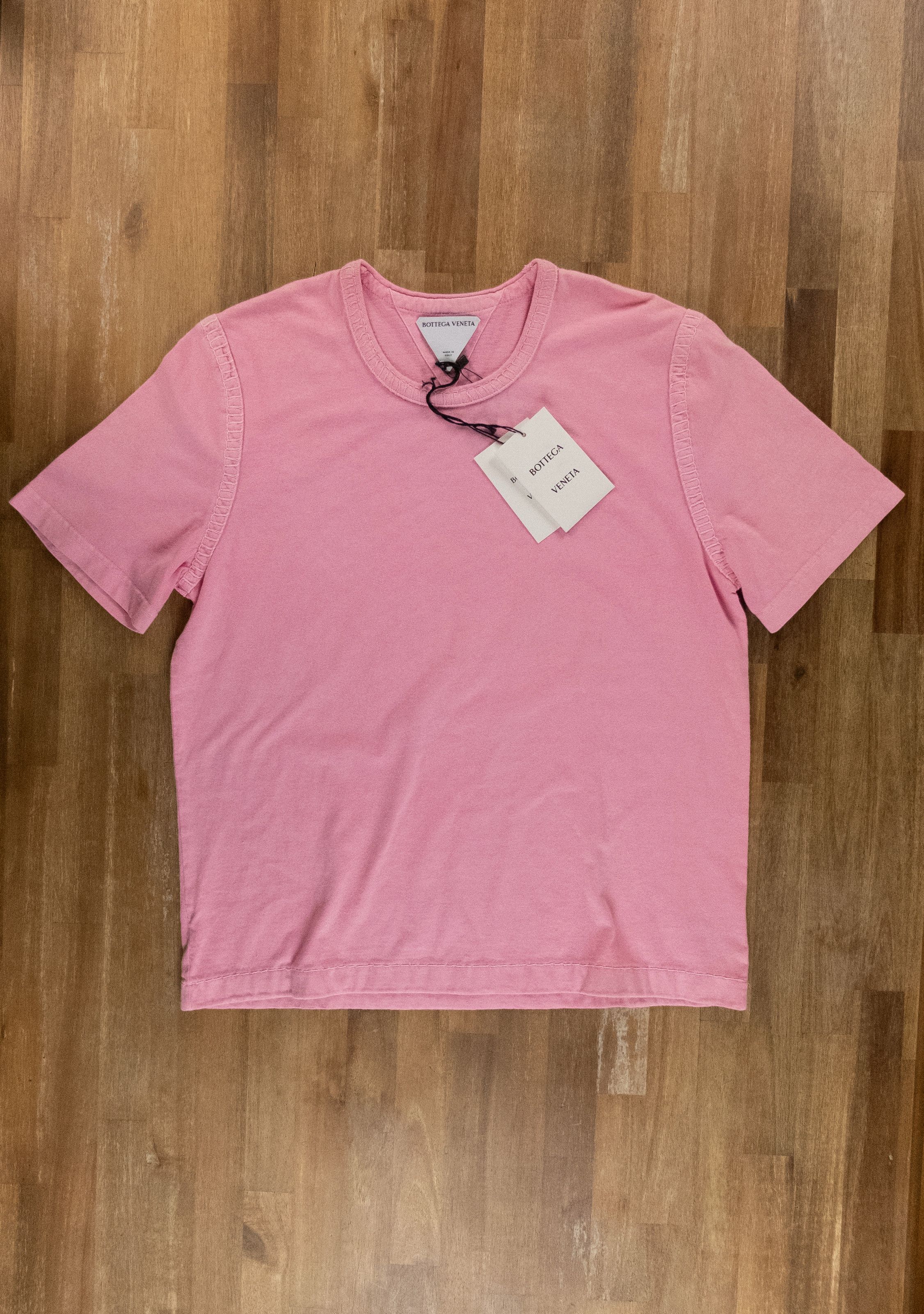 Bottega Veneta BOTTEGA VENETA Overlock light pink cotton t-shirt Large q Size L / US 10 / IT 46 - 2 Thumbnail