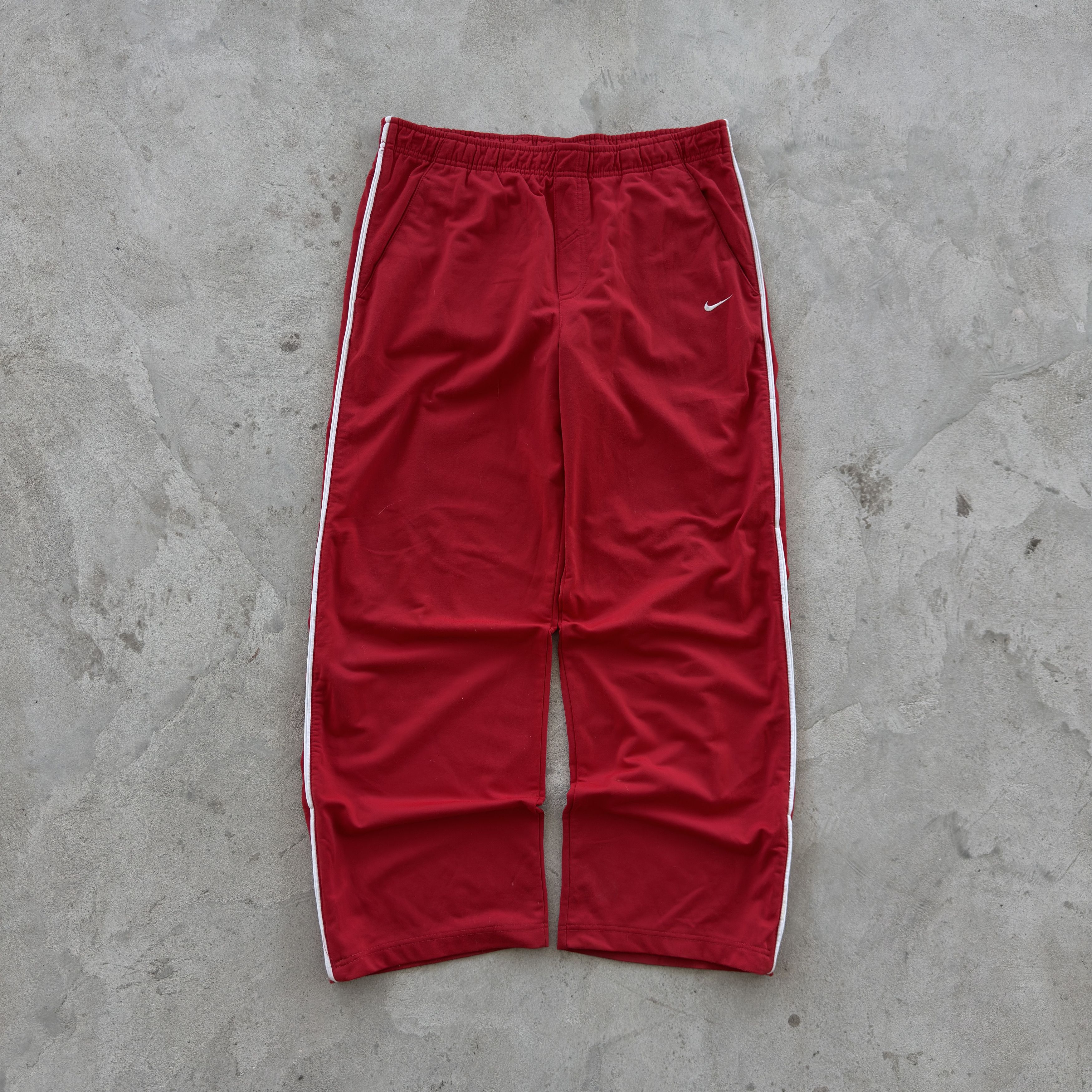 Nike Nike Red Wide Leg Track Pants White Side Stripe Mens Large Size US 32 / EU 48 - 1 Thumbnail