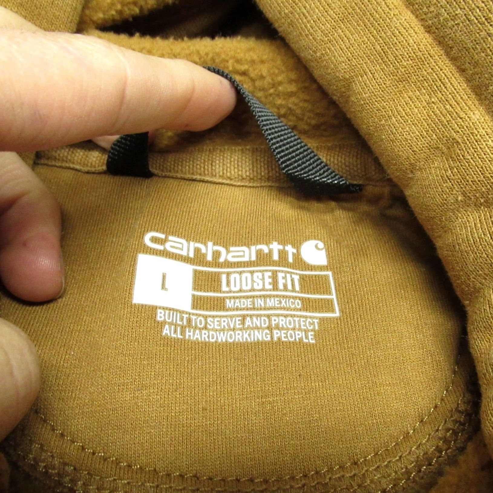 Carhartt VINTAGE? No — Carhartt Logo Sleeve Sweatshirt Mens L Brown Midweight Pullover Graphic Front Pocket Hooded K288 BRN Size US L / EU 52-54 / 3 - 4 Thumbnail
