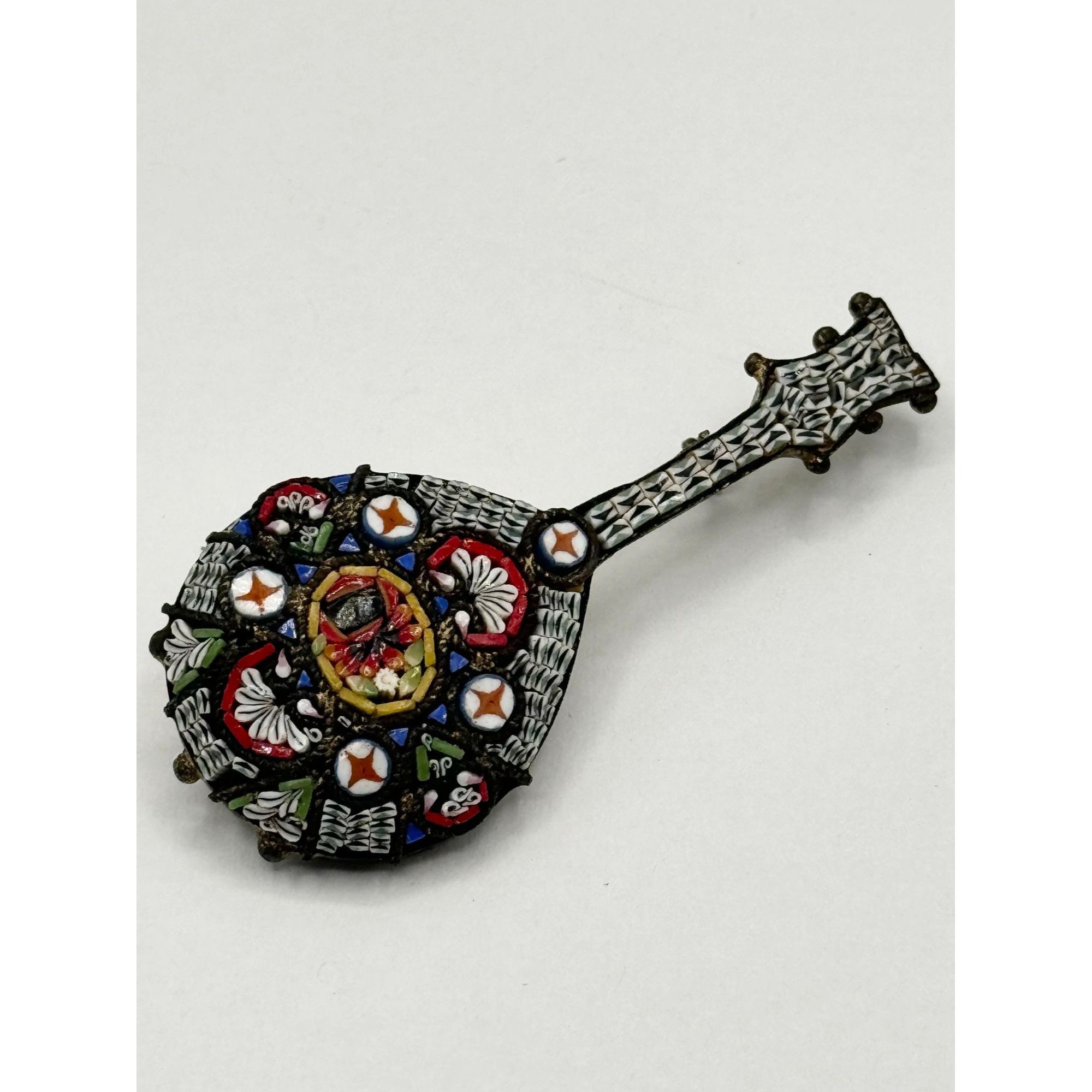 Vintage Estate micro mosaic glass musical instrument brooch pin Size ONE SIZE - 2 Thumbnail
