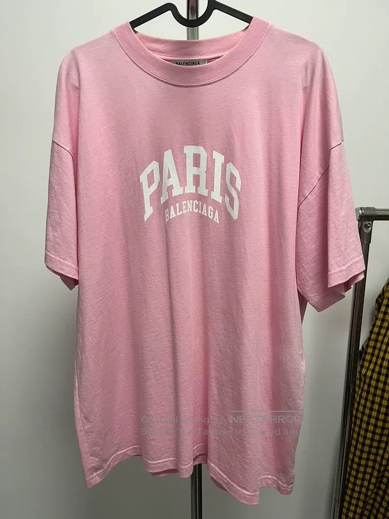 Balenciaga Balenciaga Pink 'Parsi' Slogan Logo Short-Sleeve T-Shirt Size US L / EU 52-54 / 3 - 1 Thumbnail
