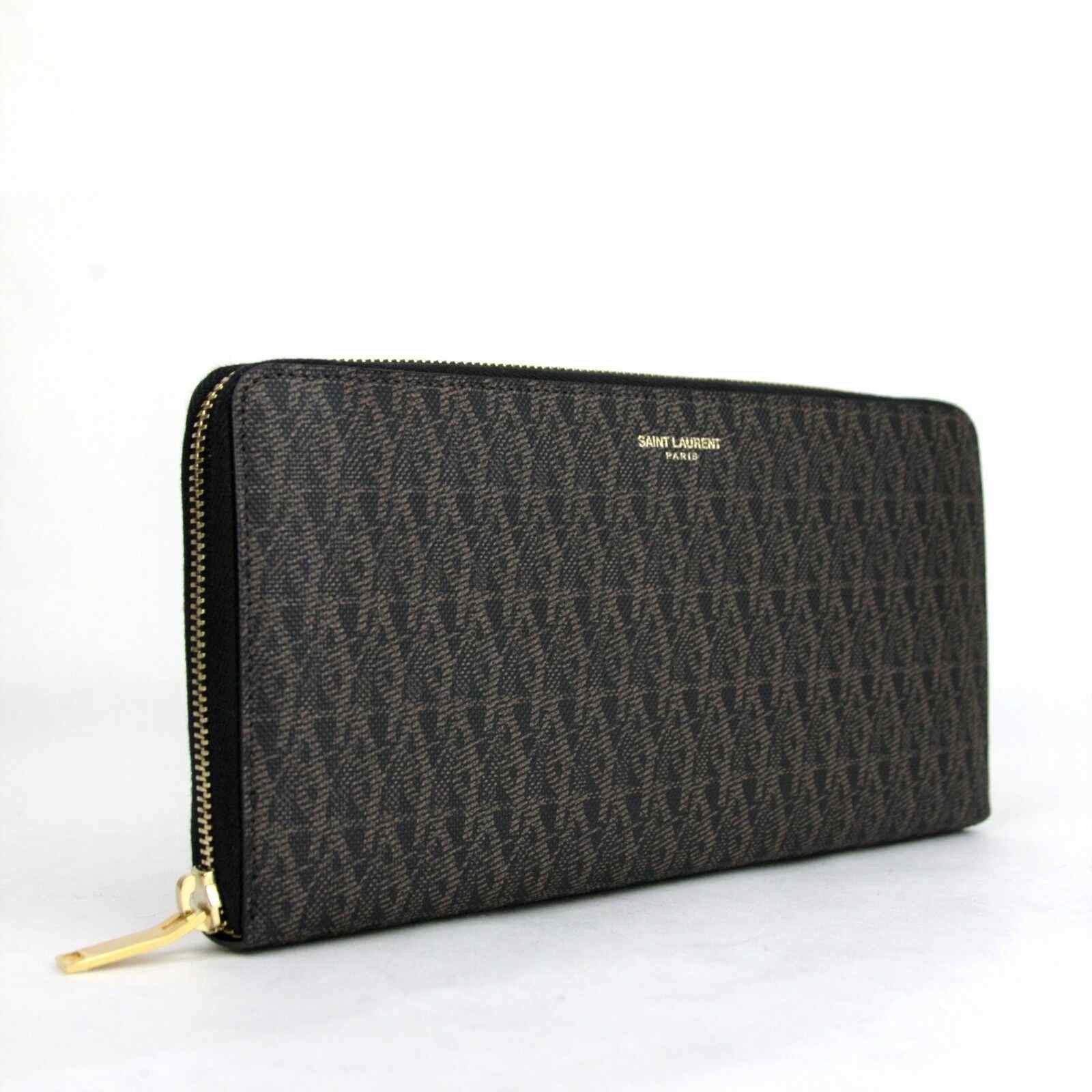 Yves Saint Laurent Saint Laurent YSL Black/Brown Leather Zip Around Wallet Size ONE SIZE - 3 Thumbnail