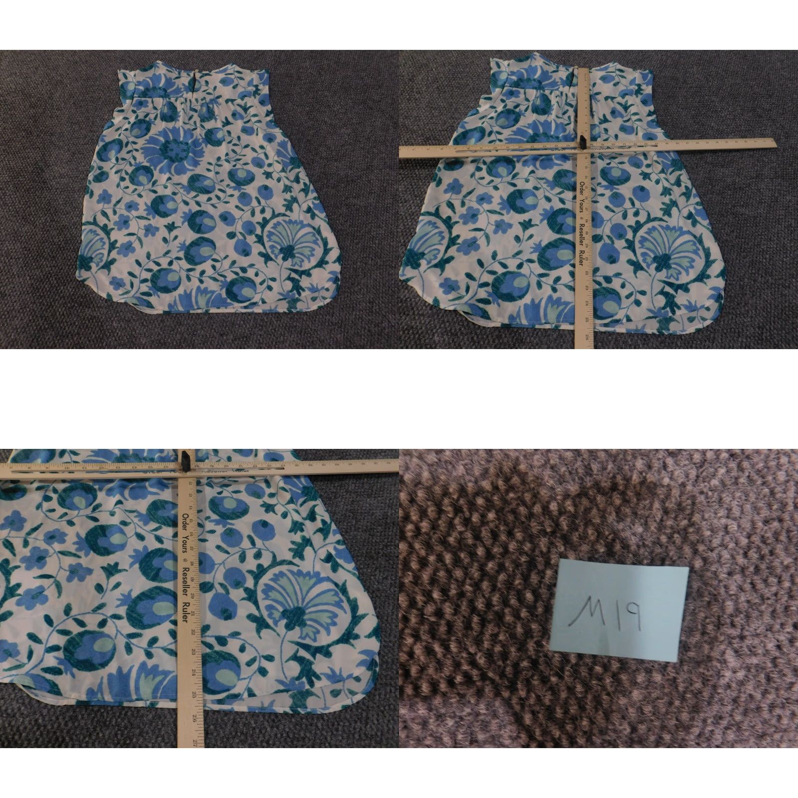 Loft LOFT Blouse Womens Medium White Blue Floral Sleeveless Ruffle Neck Work Top Size M / US 6-8 / IT 42-44 - 8 Thumbnail