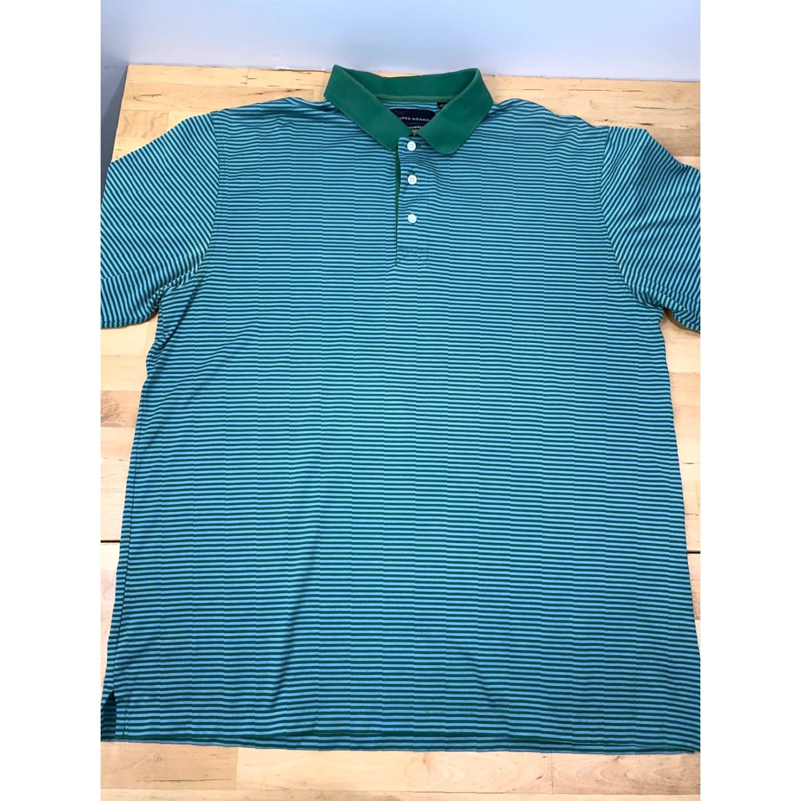 Vintage **Greg Norman Men's XL Green Striped Golf Polo Shirt** User: Men's Greg Norman XL Green Striped Golf Polo Shirt Size US XL / EU 56 / 4 - 2 Thumbnail
