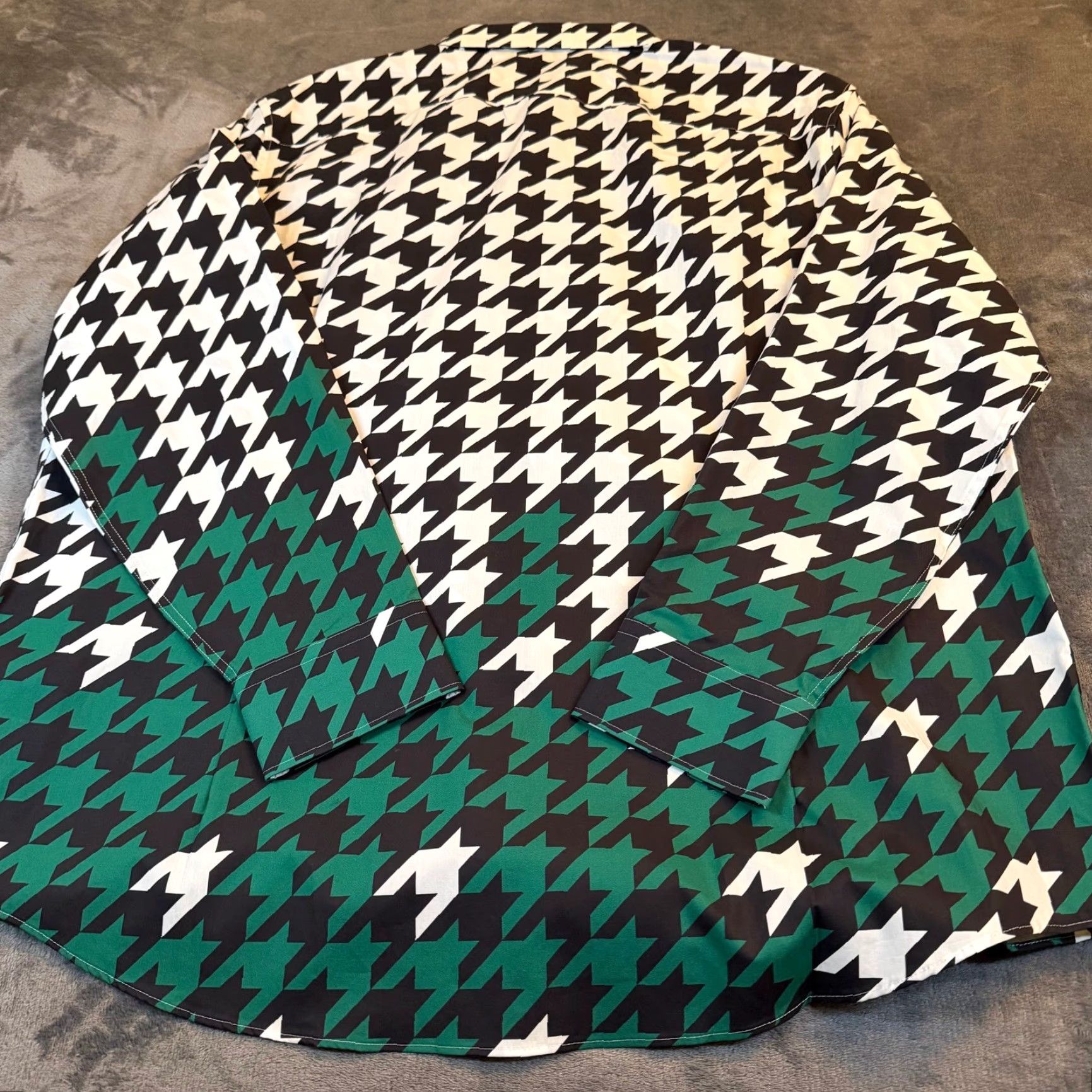 Murano Murano Button-Front Shirt Geometric Houndstooth 100% Cotton Multicolor Black White Green Big & Tall 2XB Mens NWT Size US XXL / EU 58 / 5 - 5 Thumbnail