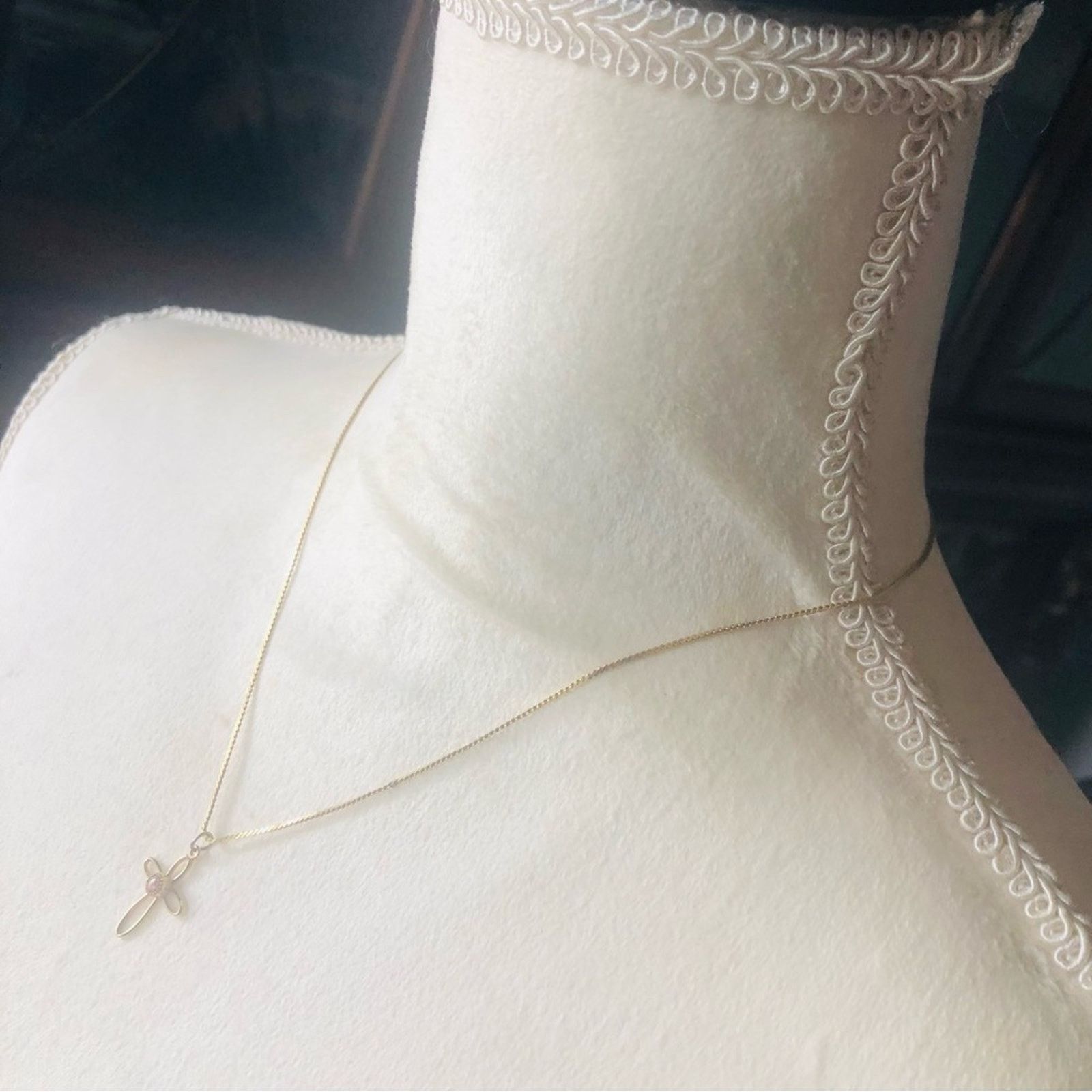 Vintage Vintage genuine goldstone cross pendant on chain necklace Size ONE SIZE - 4 Thumbnail