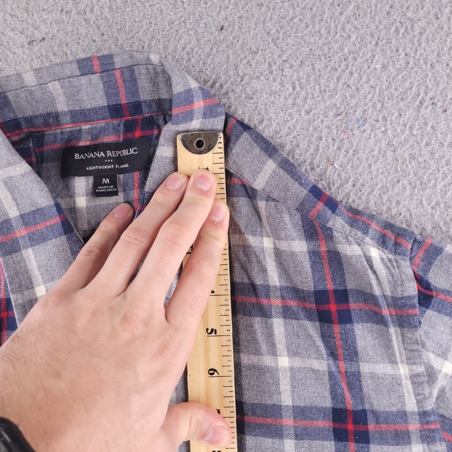 Banana Republic Banana Republic Shirt Mens Medium Gray Flannel Lightweight 100% Cotton Plaid Button-Up Size US M / EU 48-50 / 2 - 5 Thumbnail