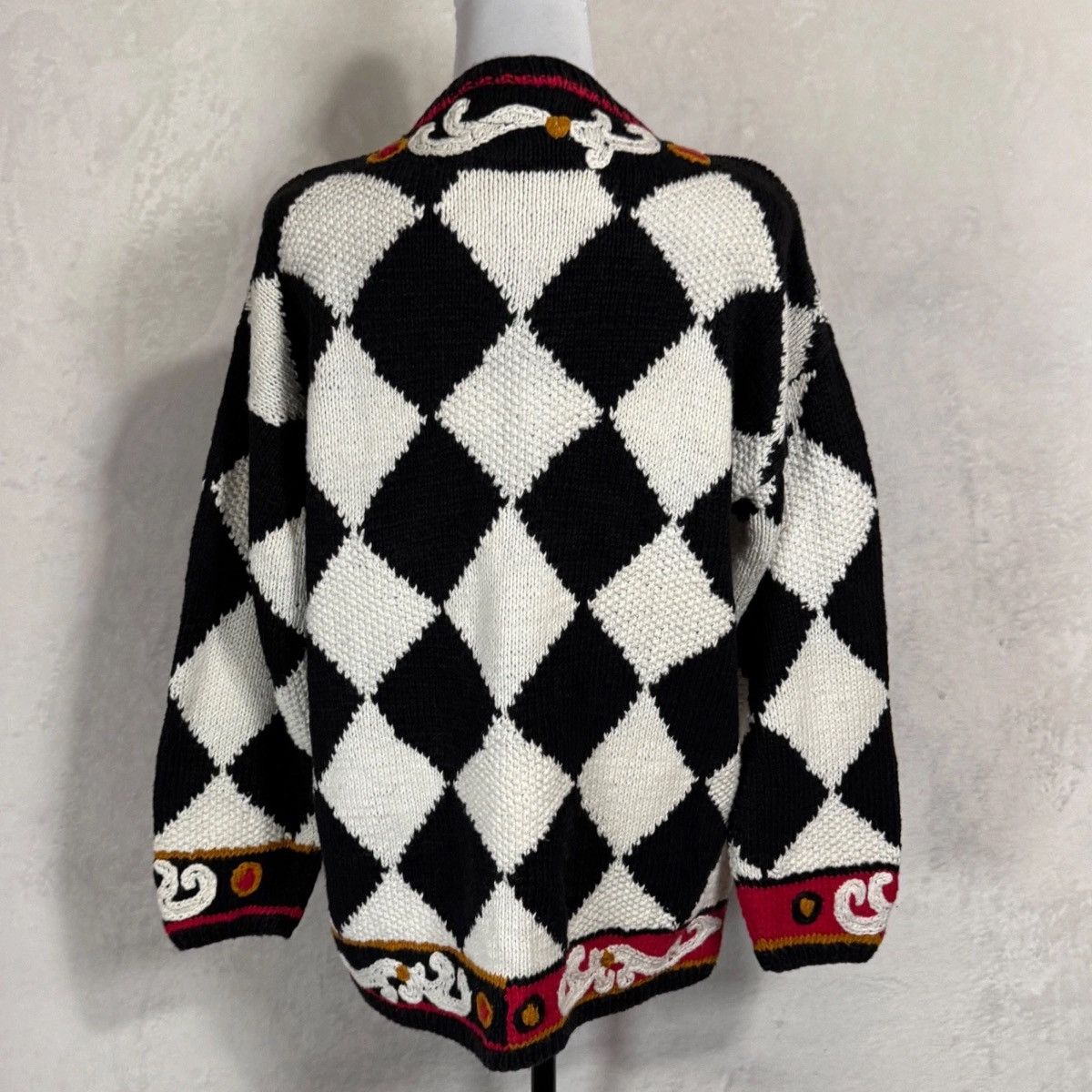 Other Vintage Limited Hand Knit Sweater S Queen of Hearts Cards Size XL / US 12-14 / IT 48-50 - 2 Thumbnail