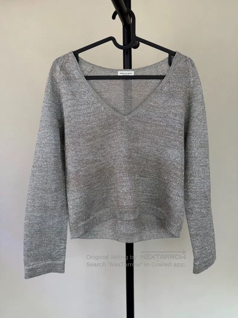 Other Dries Van Noten Silver-threaded metal knitted sweater long Size S / US 4 / IT 40 - 2 Thumbnail