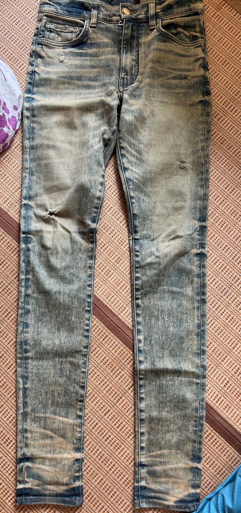 Amiri Amiri Yellow Mud Washed Denim Pants Size US 29 - 1 Thumbnail