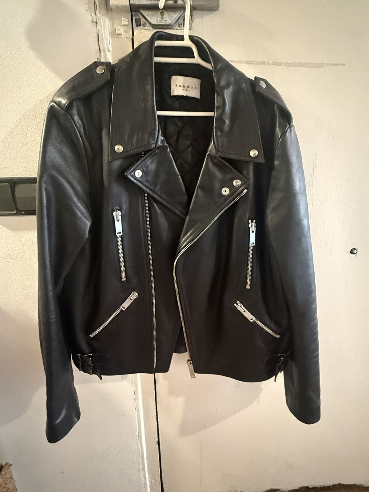 Sandro Sandro leather biker jacket Size US XL / EU 56 / 4 - 1 Thumbnail