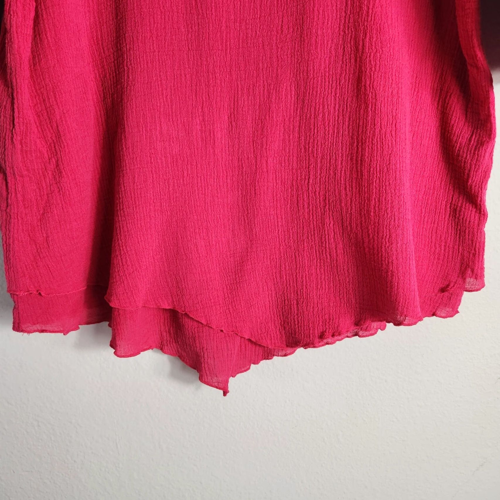 Soft Surroundings Soft Surroundings Tunic Shirt Womens Gauze Siesta Key Peacock Pink M 10-12 Casual Bohemian Beach Breathable Lightweight 3/4 Sleeve Scoop Neck Womens Size M / US 6-8 / IT 42-44 - 5 Thumbnail