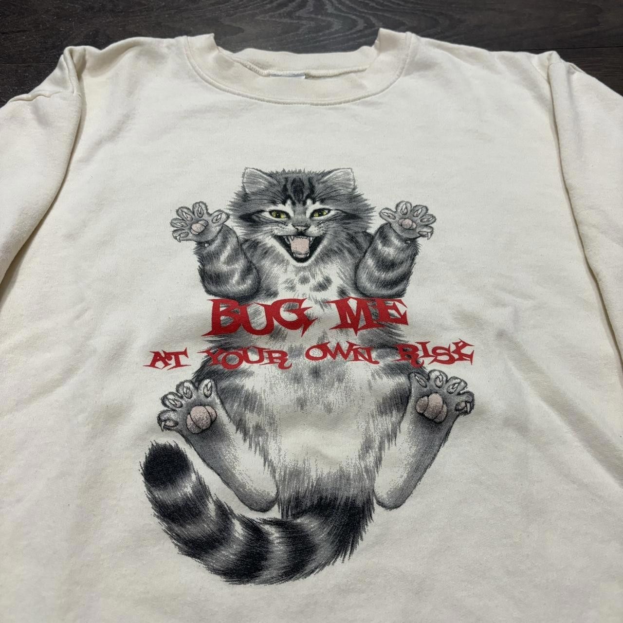 Designer vintage bug me at your own risk cat crewneck sweatshirt XL Size US XL / EU 56 / 4 - 1 Thumbnail