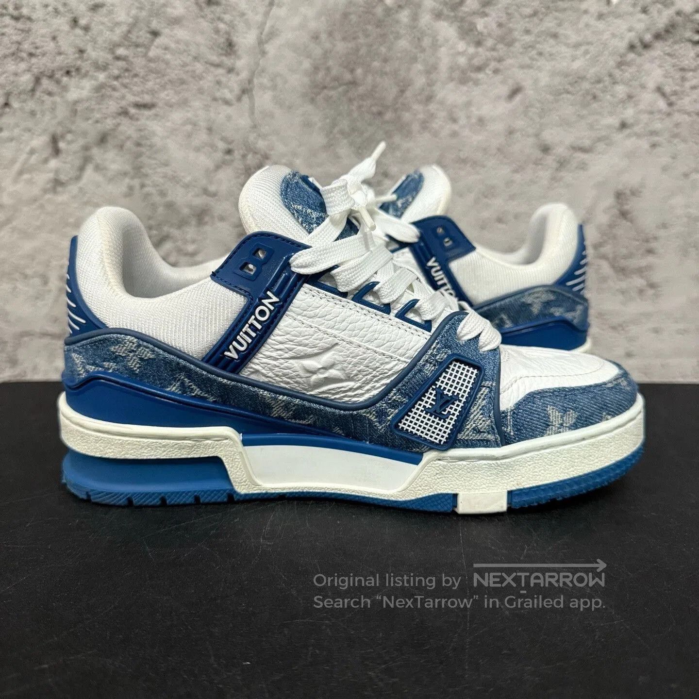 Louis Vuitton Louis Vuitton Monogram Trainer White Blue. Size US 4.5 / IT 34.5 - 4 Thumbnail