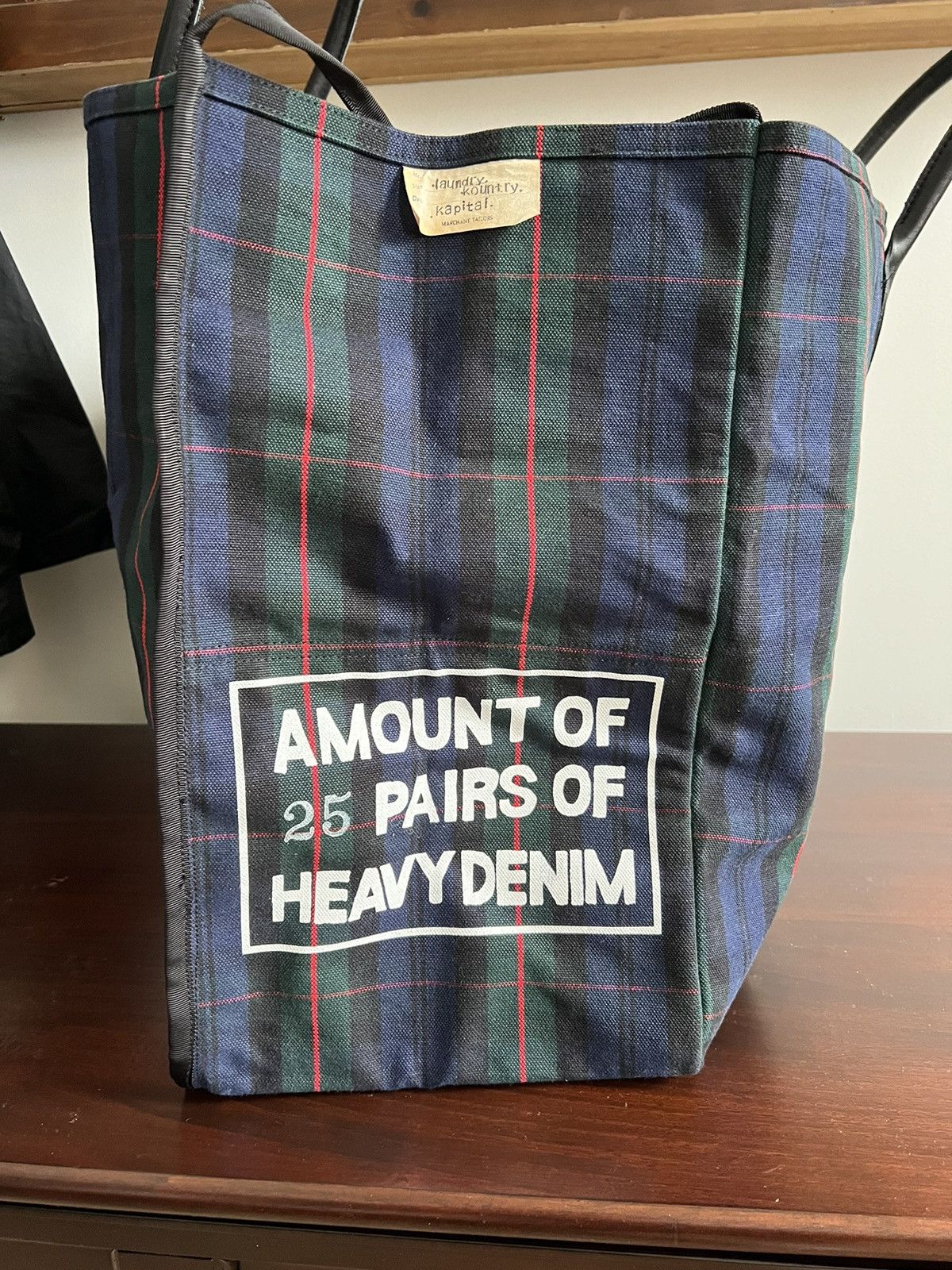 image of Kapital Tartan Laundry Bag in Red Tartan, Men's