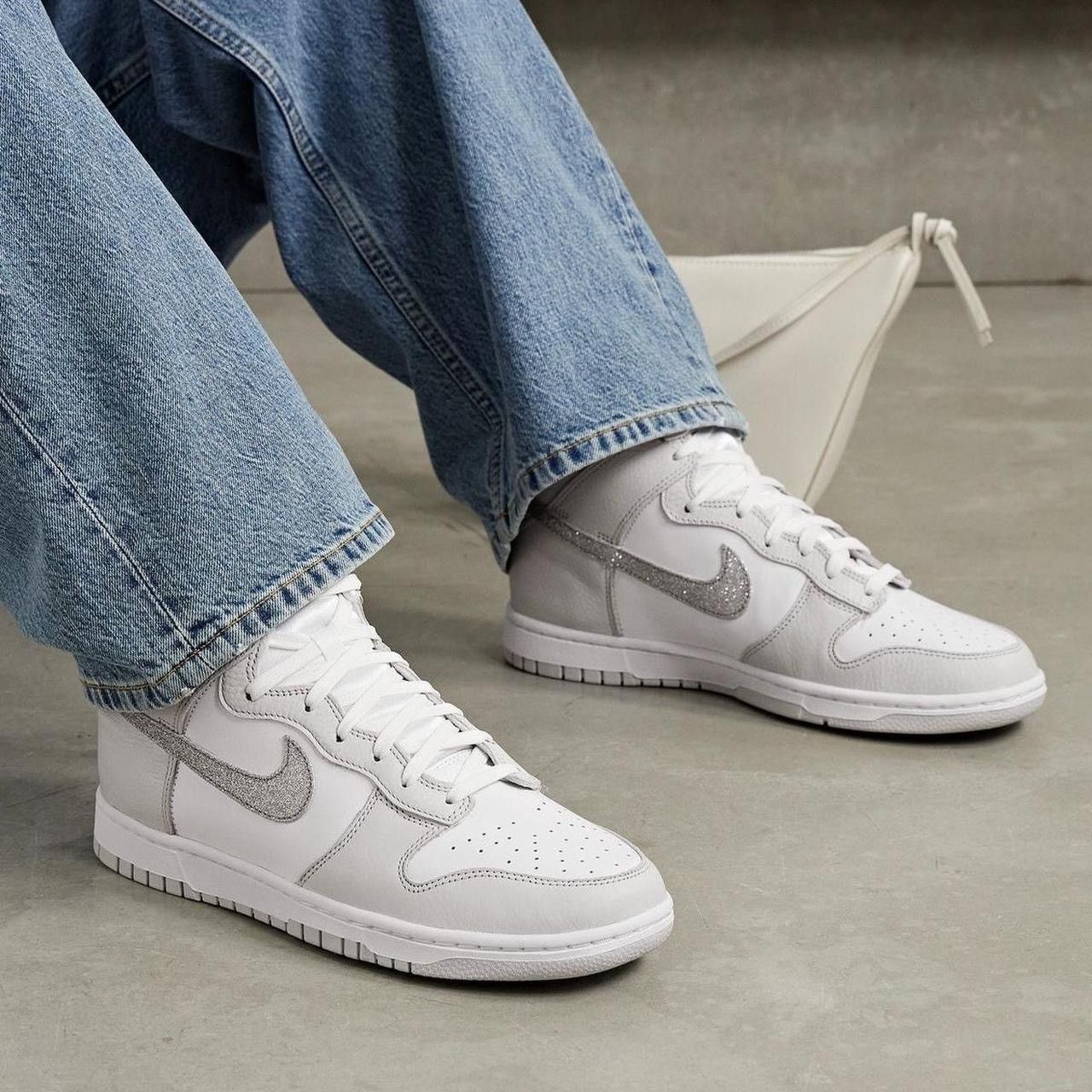 Nike Nike Dunk High Silver Glitter Swoosh Size US 8 / IT 38 - 4 Thumbnail