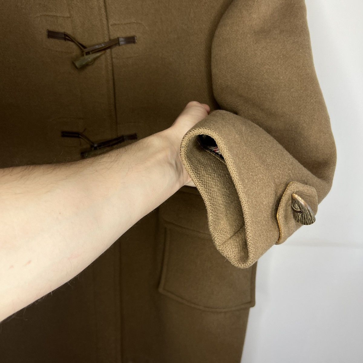 Burberry × Other UK BROWN BURBERRY DUFFLE COAT JACKET BLAZER WOOL ENGLAND OLD Size US L / EU 52-54 / 3 - 9 Thumbnail