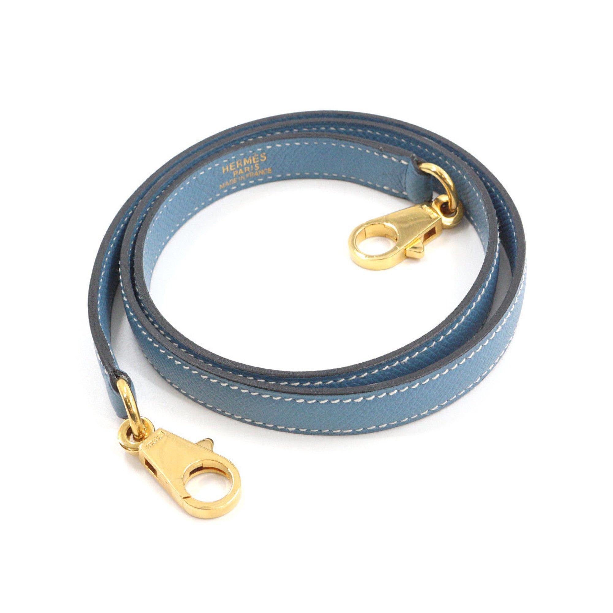 image of Hermes Kelly Bolide Shoulder Strap Epson Leather Blue Jeans in Black, Women's