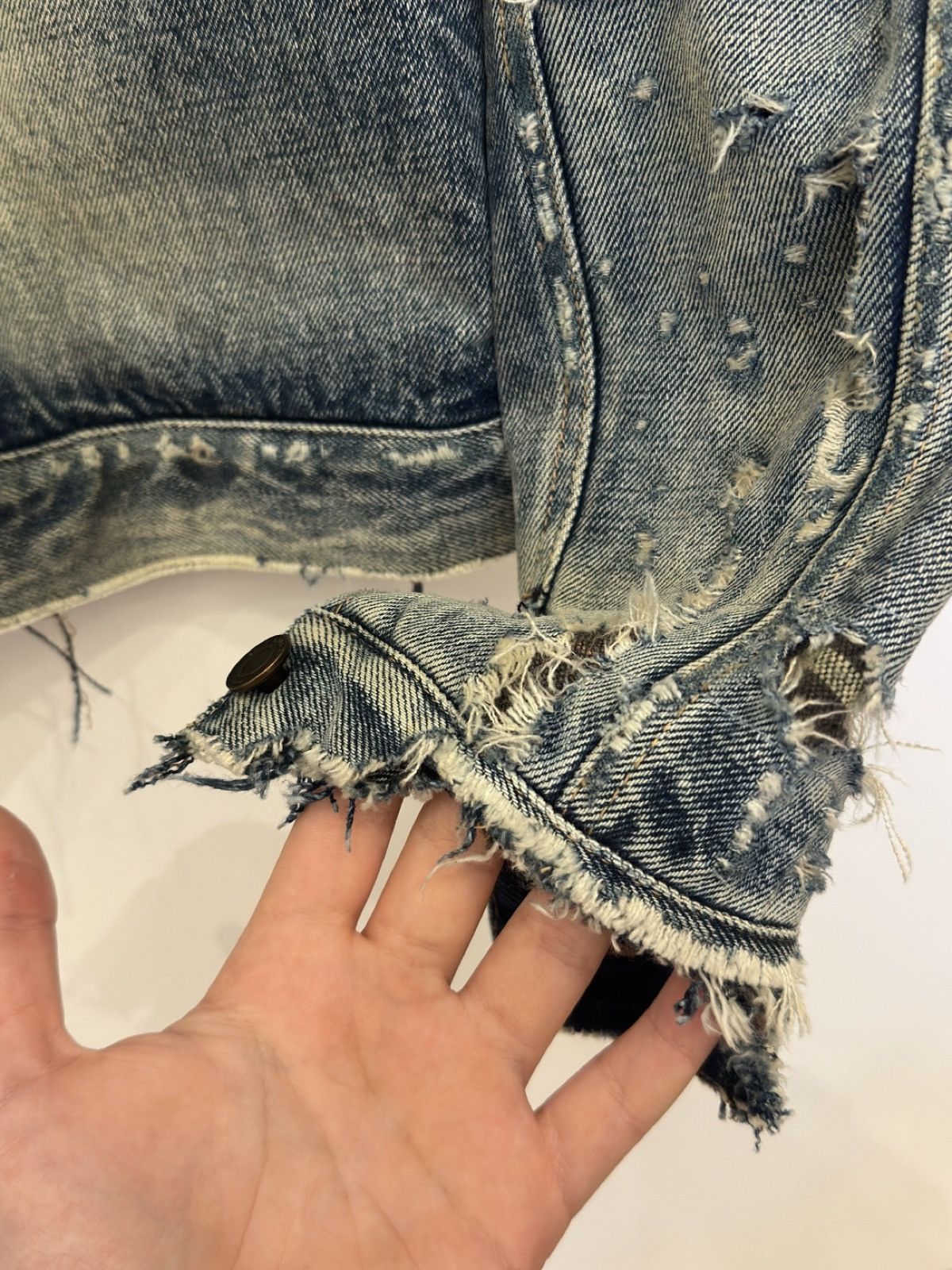 Hedi Slimane × Saint Laurent Paris STEAL!! Distressed Hedi Slimane X Saint Laurent Denim Jacket Size US S / EU 44-46 / 1 - 6 Thumbnail