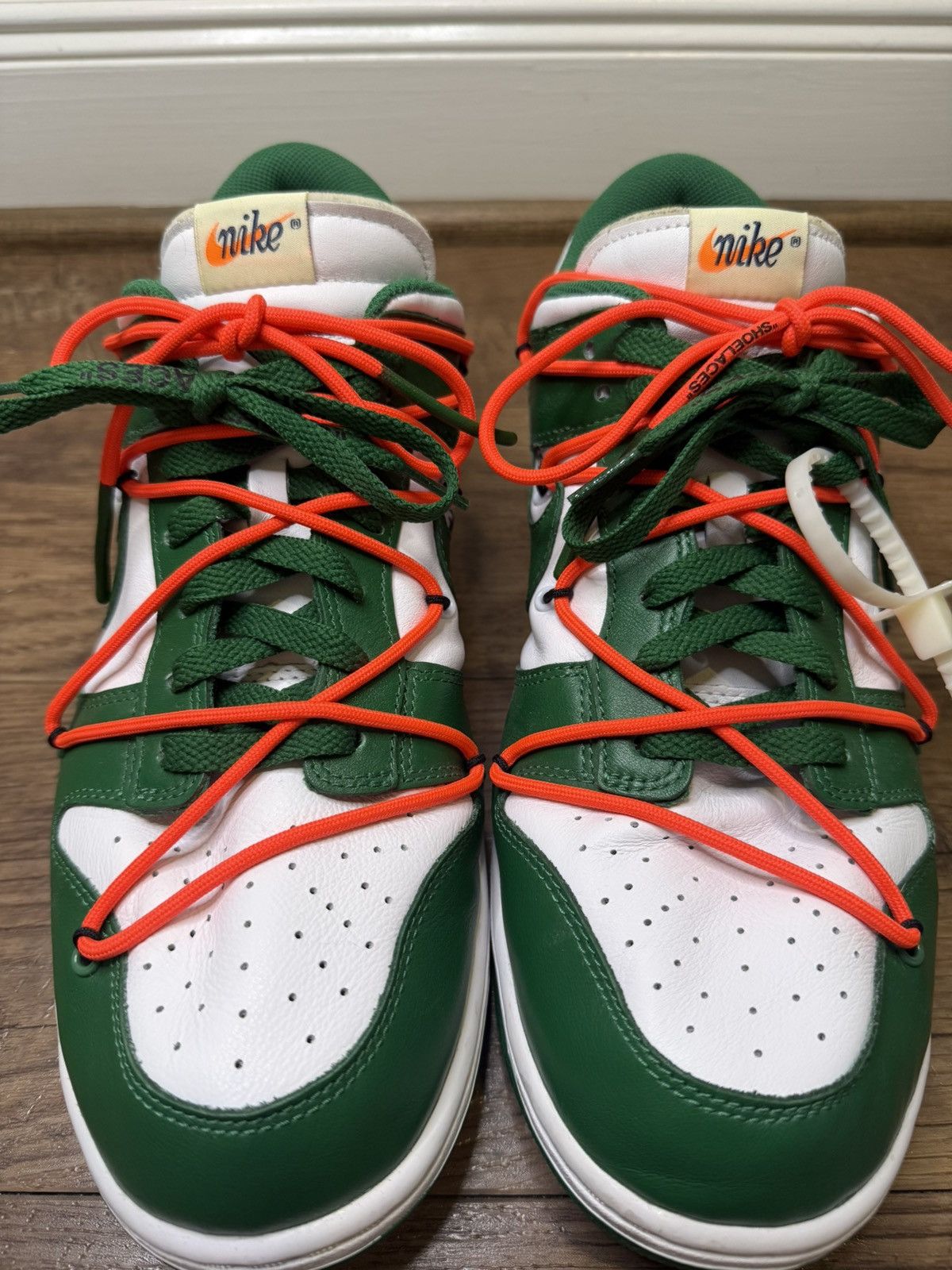 Nike × Off-White Nike Dunk Low Off-White Pine Green Size US 13 / EU 46 - 4 Thumbnail