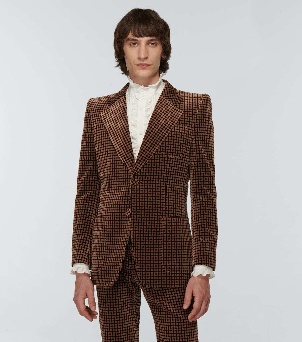 Gucci 48 M - Gucci Polka Dot Print Blazer Brown Suit Jacket Size 48R - 2 Thumbnail