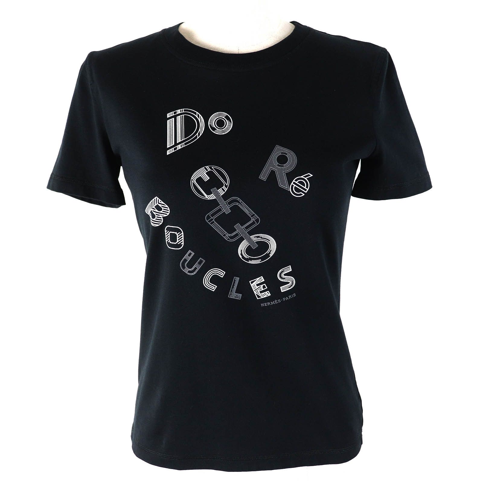 Hermes Hermes Hermes Cotton T-shirt Black 34 Women Cotton T-Shirts 