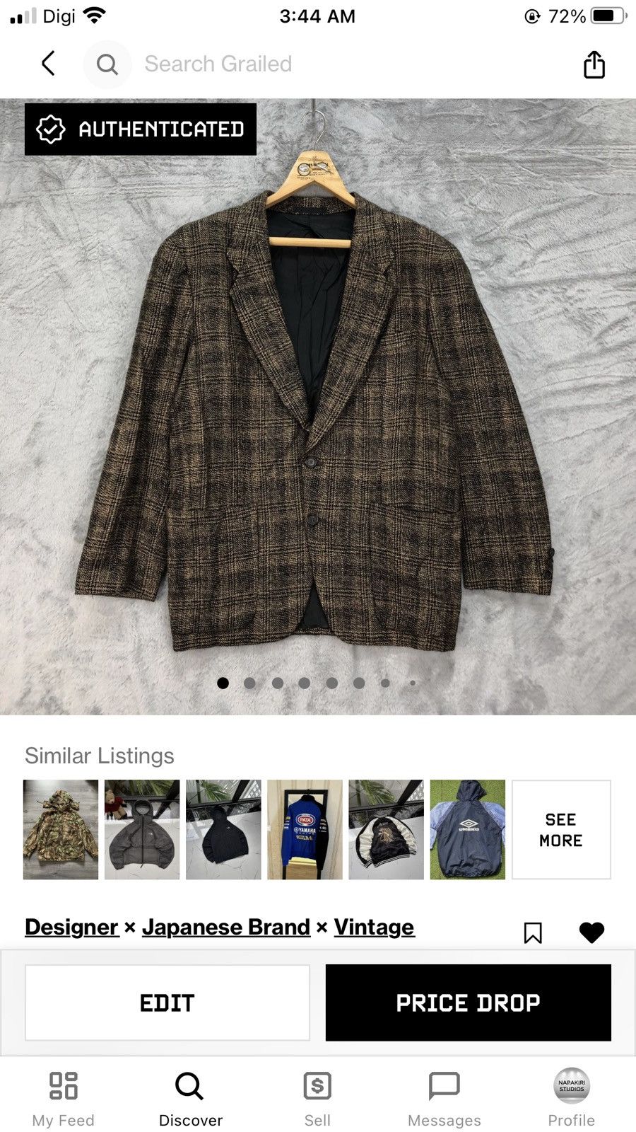 JUN MEN JUN MEN King's Model Tartan Suit Jacket / Blazer #4639-161 Size US L / EU 52-54 / 3 - 13 Thumbnail