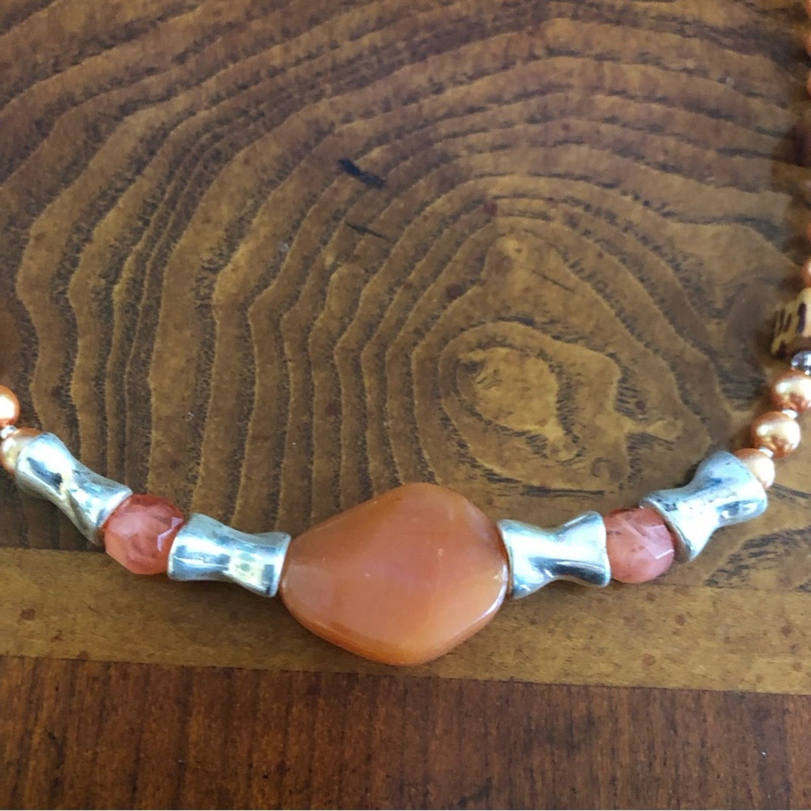 Handmade Handcrafted repurpose mixed material bead Pearl necklac Size ONE SIZE - 9 Thumbnail