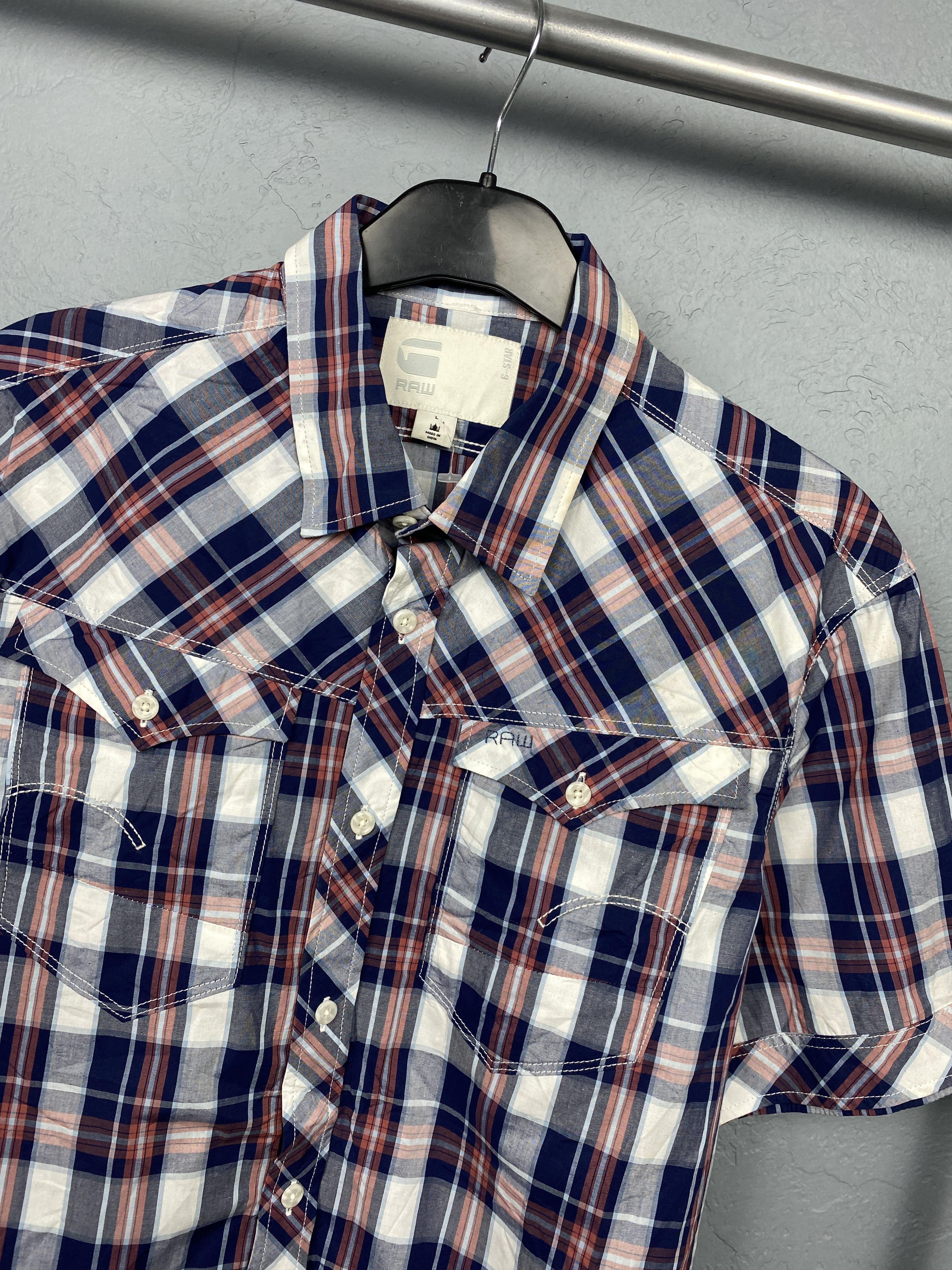 G-Star G Star Raw Vintage Mens Arc 3D Short Sleeve Plaid Shirt Size US L / EU 52-54 / 3 - 2 Thumbnail