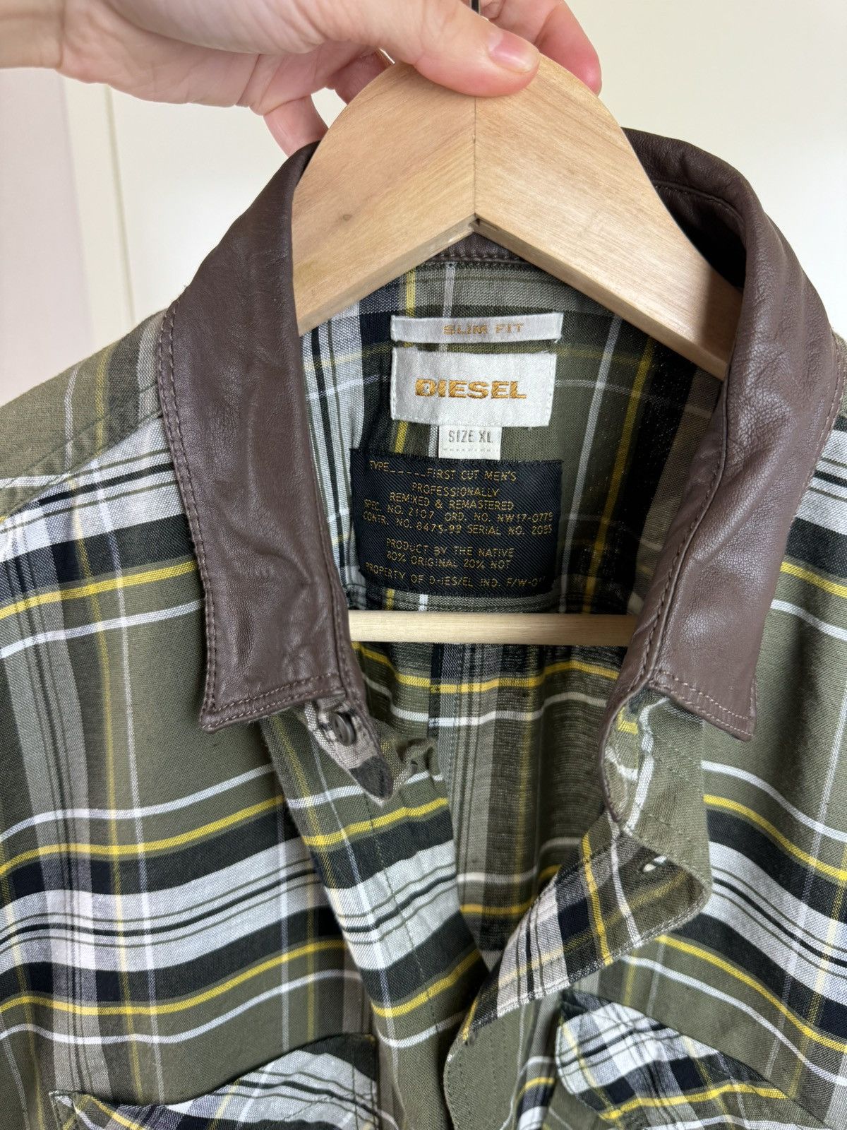 Diesel Diesel vtg y2k cotton leather check plaid shirt overshot XL Size US XL / EU 56 / 4 - 10 Thumbnail