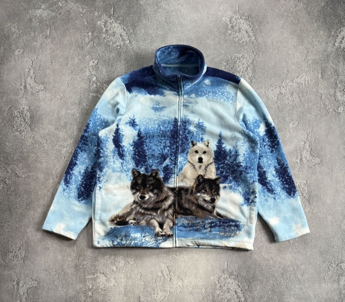 Vintage 90s Retro Animal print wolf atlas all printed fleece jacket Size US L / EU 52-54 / 3 - 8 Thumbnail
