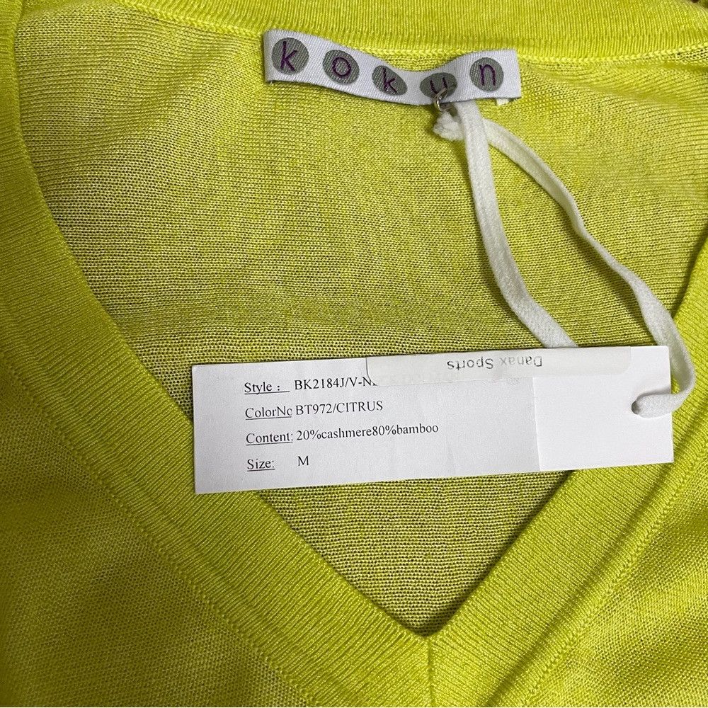Other NWT New $175 Kokun V-Neck Dolman Bamboo Cashmere Citrus Swe Size L / US 10 / IT 46 - 8 Thumbnail
