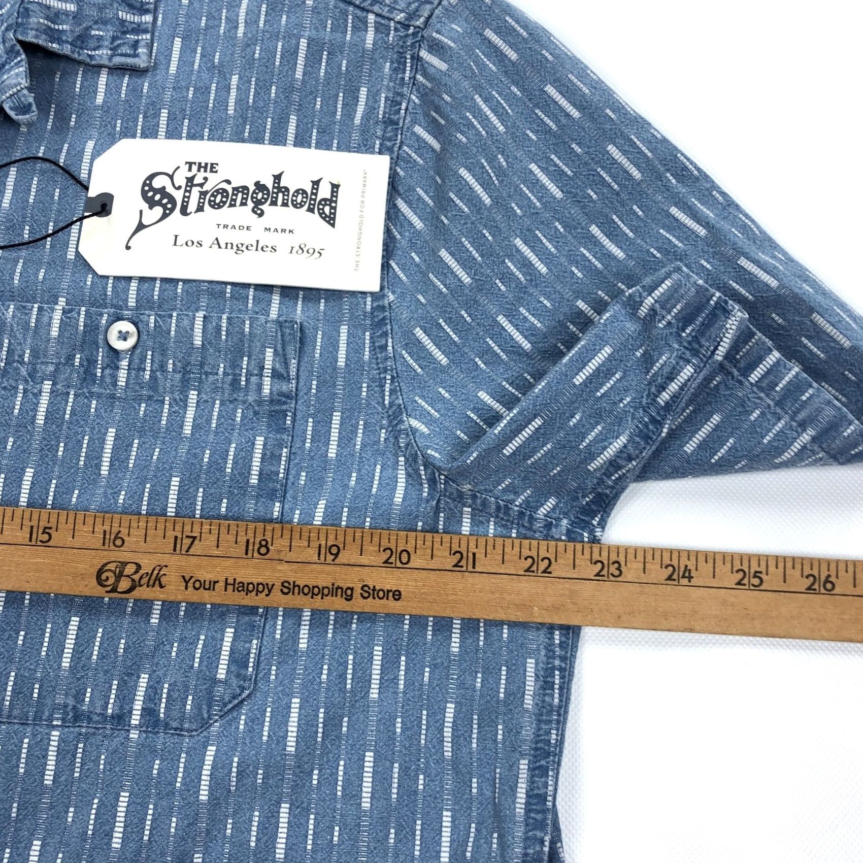 Vintage The Stronghold Button-Up Shirt Men Blue White Pattern Short Sleeve Collared Casual L Regular Chest 45 in Size US L / EU 52-54 / 3 - 6 Thumbnail