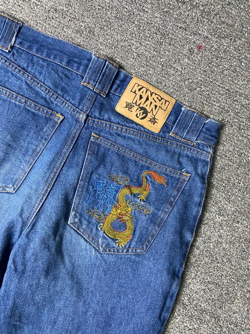 Japanese Brand KANSAI MAN Dragon Embroidered Baggy Jeans (136) Size US 32 / EU 48 - 6 Thumbnail