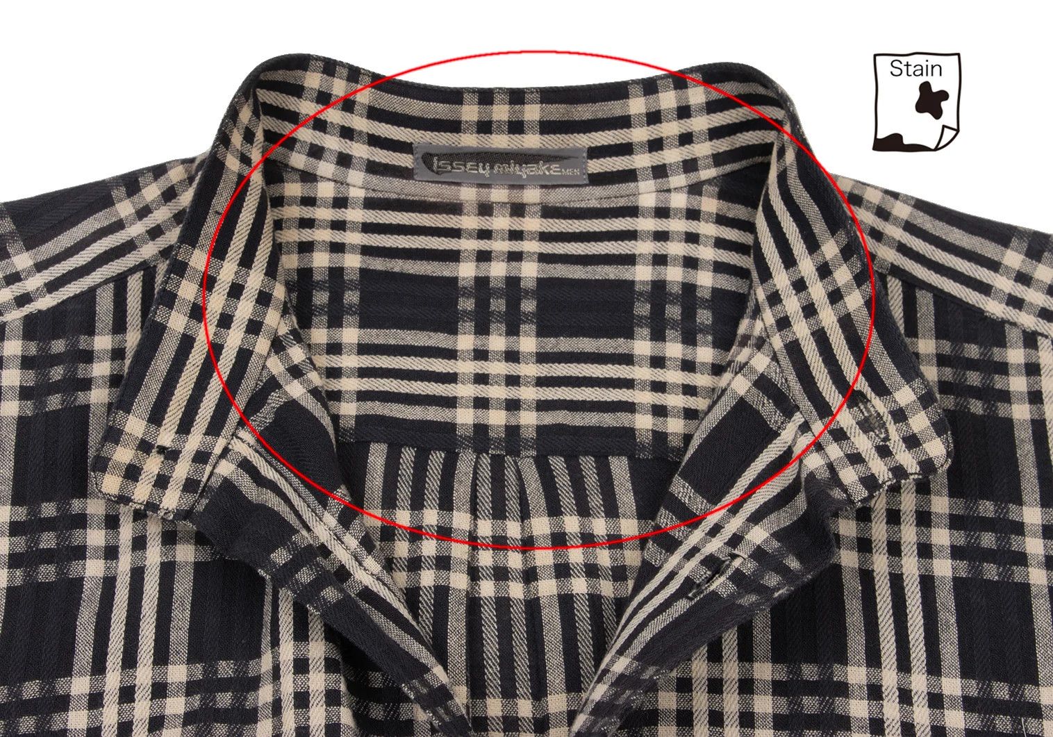 Issey Miyake Cotton Check Band Collared Shirt in Black Cream, M Size US M / EU 48-50 / 2 - 8 Thumbnail