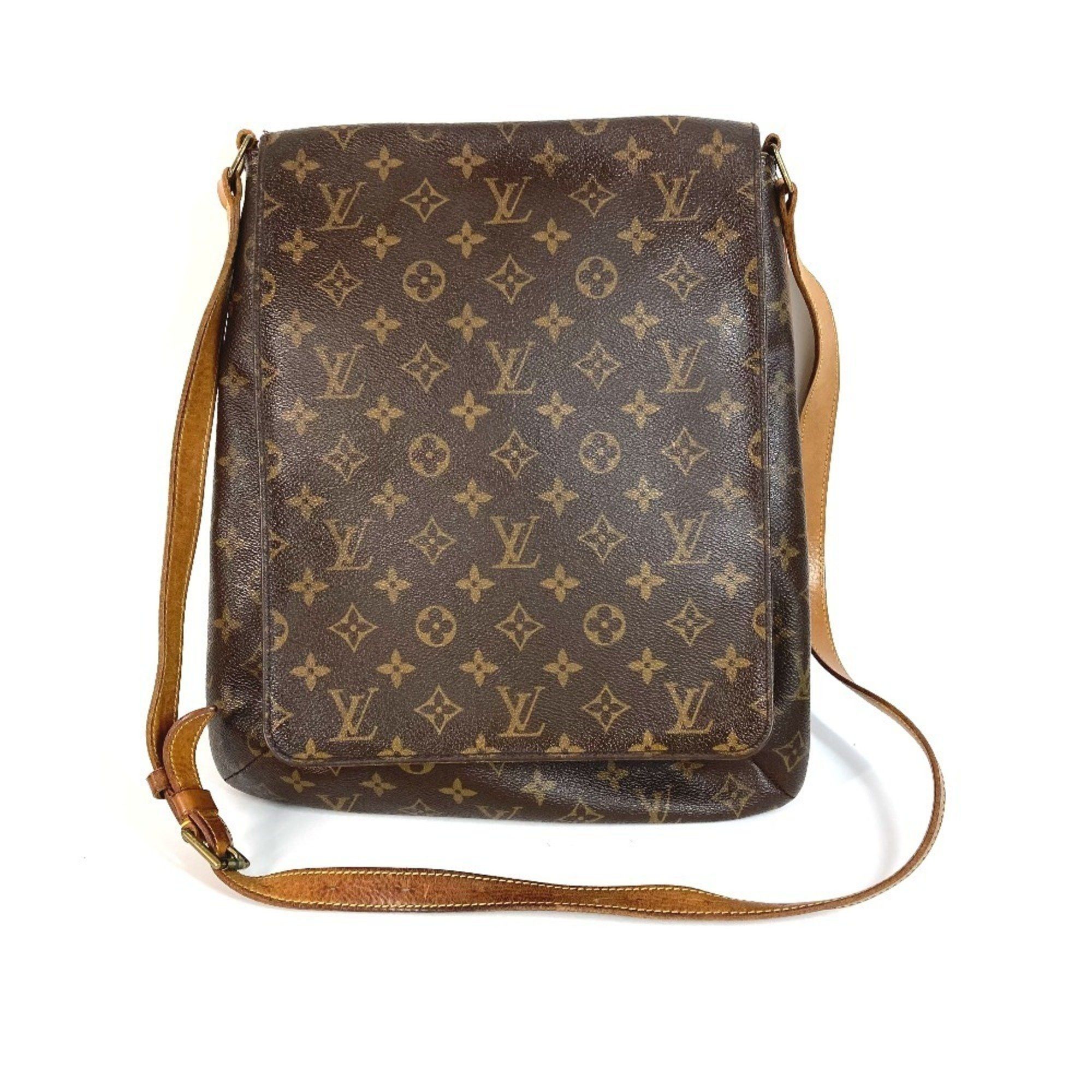 Louis Vuitton M51256 Monogram Musette Bag Crossbody Flap Shoulder Canvas Women's Brown