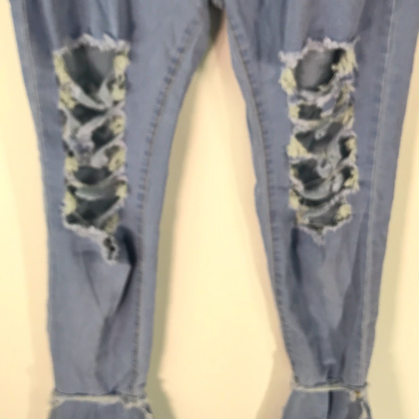 Denime Womens Flared Ripped Blue Denim Jeans, Regular Fit, Medium, Mid Rise, Stretch, Casual, 30 Inseam, 32 Waist Size 32" / US 10 / IT 46 - 5 Thumbnail