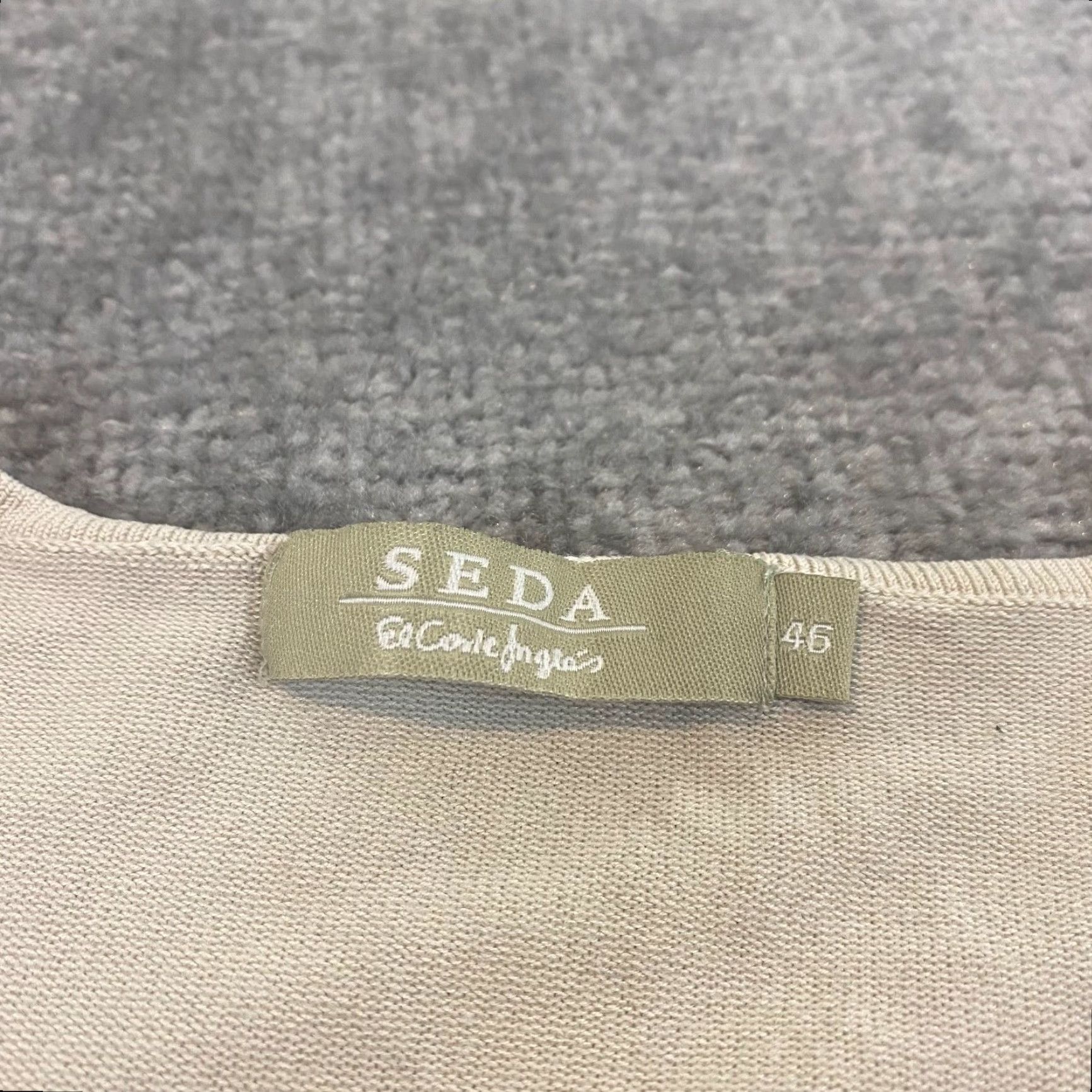 Vintage SEDA Sweater Womens 46 Ivory White Beaded Open Front Seda Silk 3/4 Sleeve Top Size S / US 4 / IT 40 - 2 Thumbnail