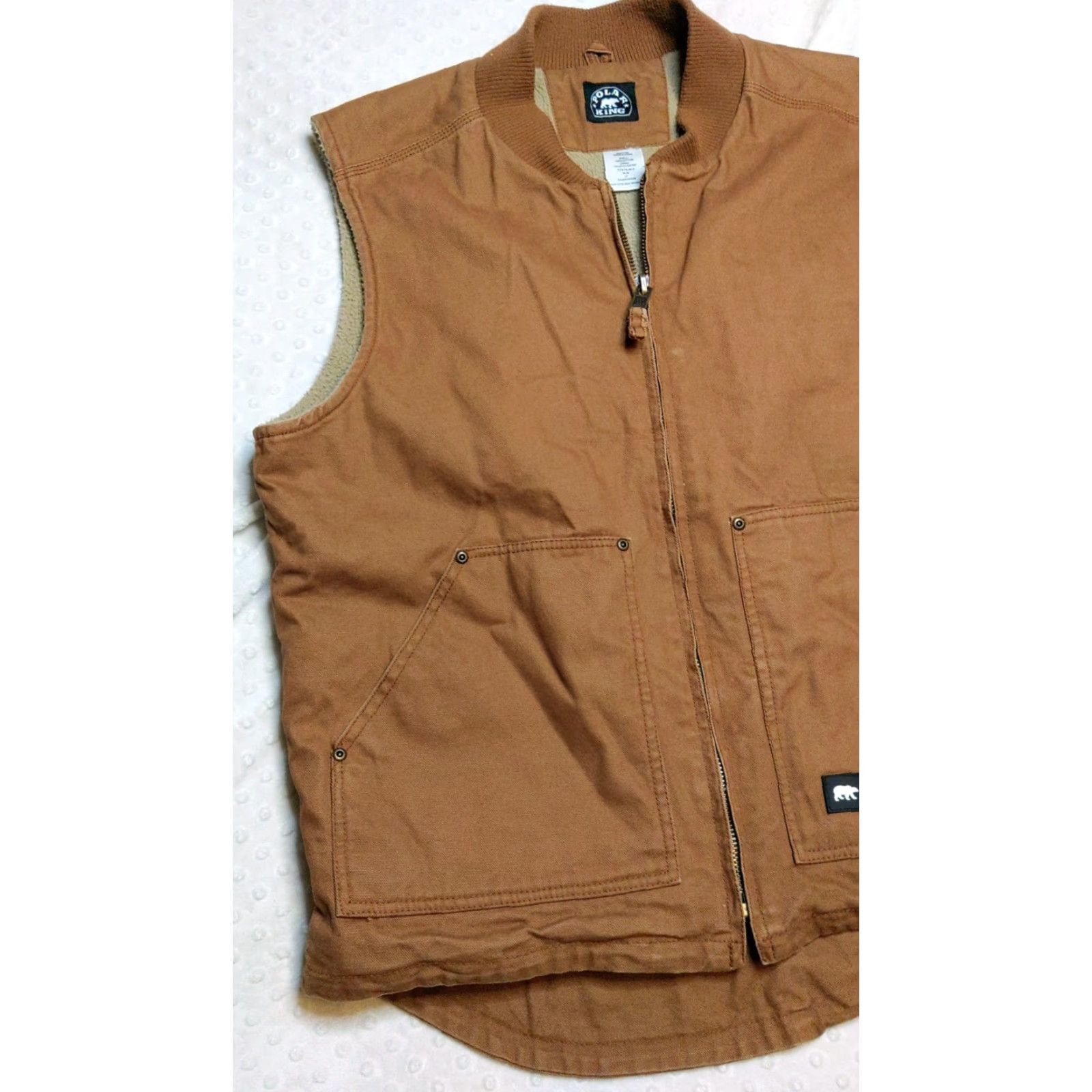 Vintage Sherpa Polar King Brown Tan Canvas Sherpa Vest XL Tall? Size US L / EU 52-54 / 3 - 3 Thumbnail