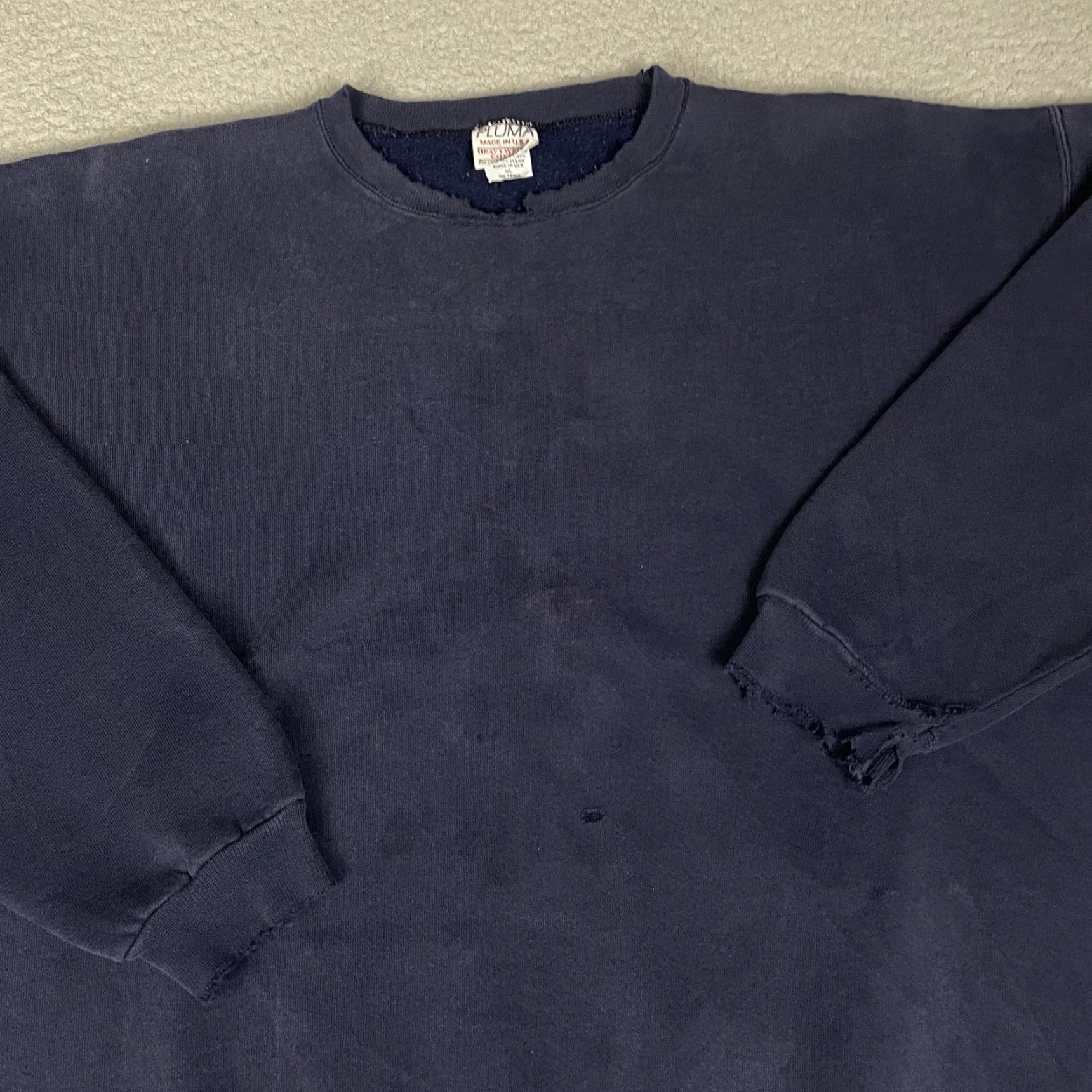 Vintage VINTAGE Pluma Sweatshirt Men's XL Blue Heavyweight Fleece Distressed 90s Crew Neck Blue Pullover Sweatshirt Size US XL / EU 56 / 4 - 3 Thumbnail