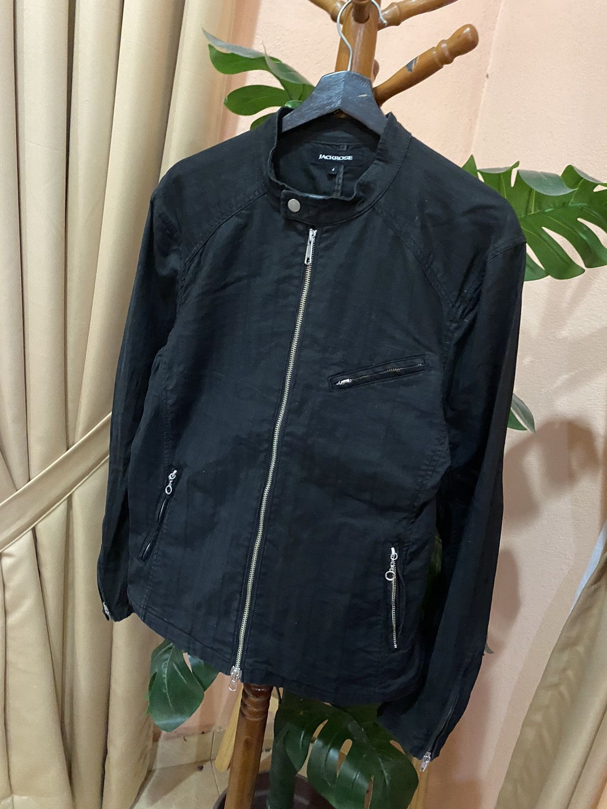 JACKROSE Jackrose Black Cotton Biker Jacket – Vintage Style Size US M / EU 48-50 / 2 - 4 Thumbnail