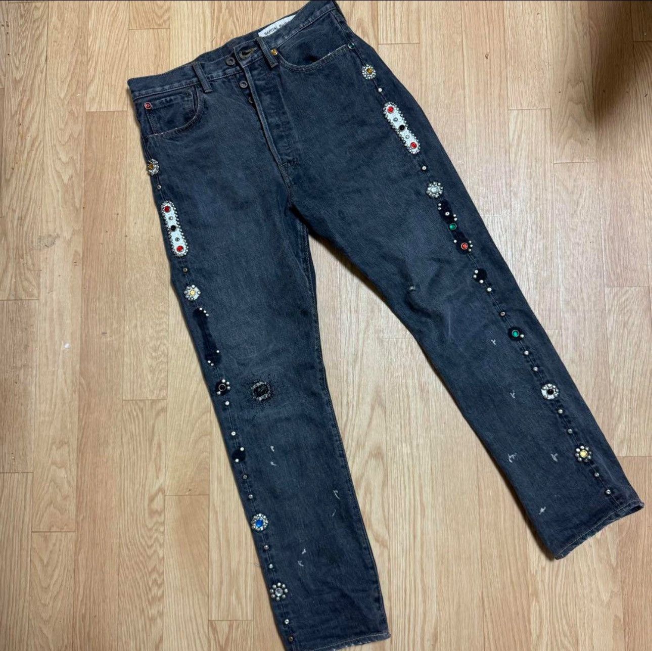 Kapital × Kapital Kountry Archive Capital Studded Denim Black Size US 30 / EU 46 - 1 Thumbnail