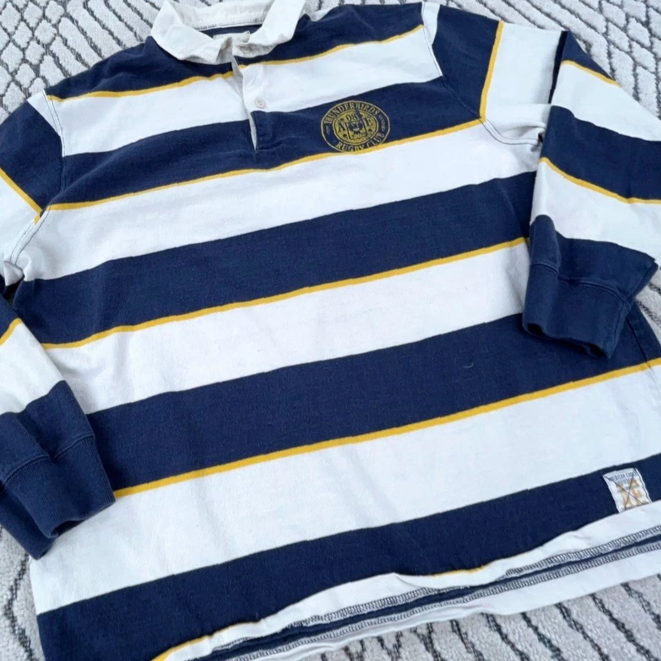 American Eagle Outfitters VINTAGE American Eagle Outfitters Rugby Shirt Men L Blue Striped Polo Size US L / EU 52-54 / 3 - 7 Thumbnail