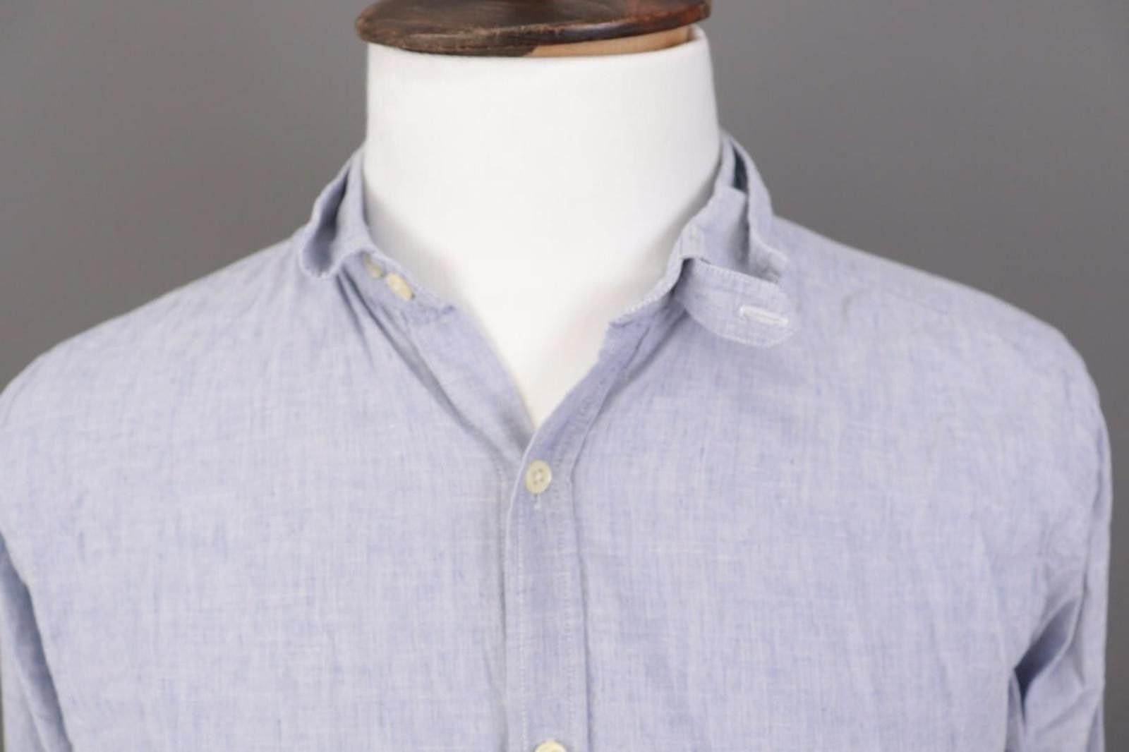 Oliver Spencer Oliver Spencer Blue Linen Button Down Shirt Size 16 Size US M / EU 48-50 / 2 - 2 Thumbnail